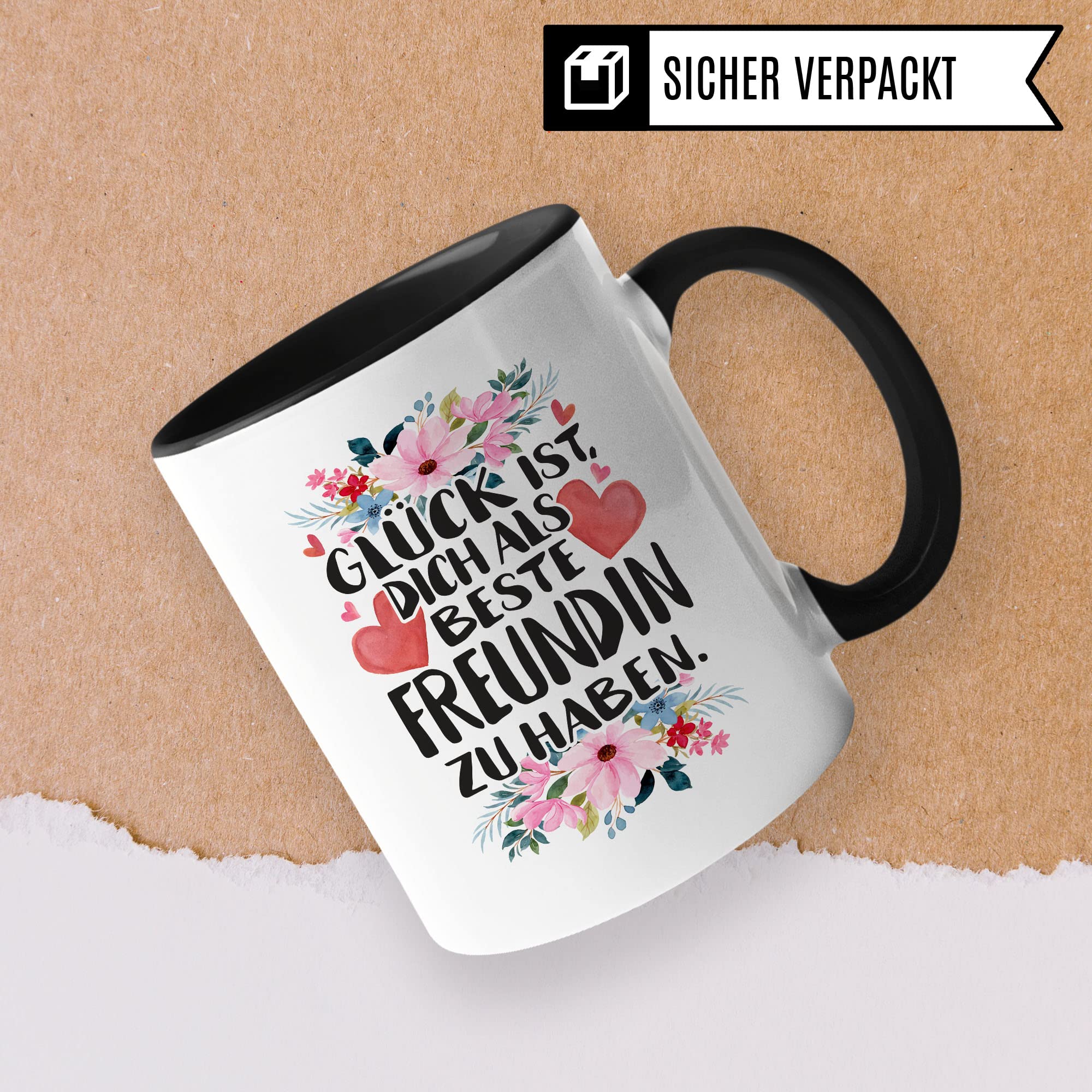 Beste Freundin Tasse Freundinen Kaffeetasse BFF Frauen Geschenkidee Geschenk Freunde für immer Freundschaft Glück ist, dich als beste Freundin zu haben Spruch