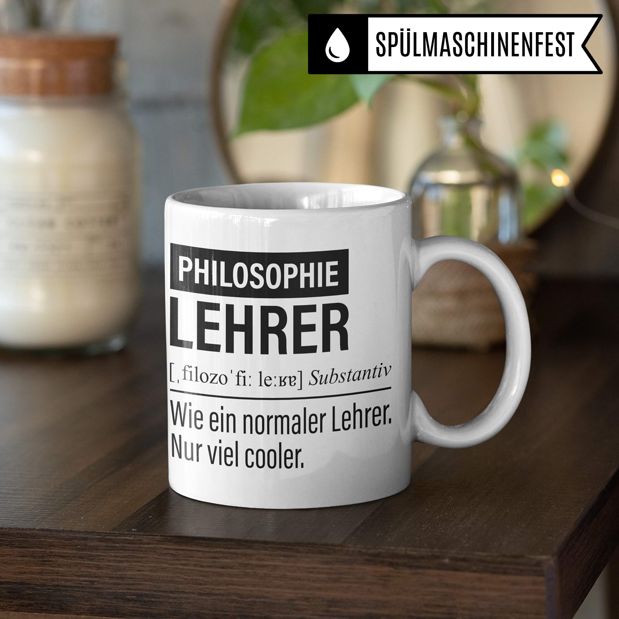 Philosophie Lehrer Tasse, Geschenk für Philosophielehrer, Kaffeetasse Geschenkidee Lehrer, Kaffeebecher Lehramt Schule Philosophie Unterricht Witz