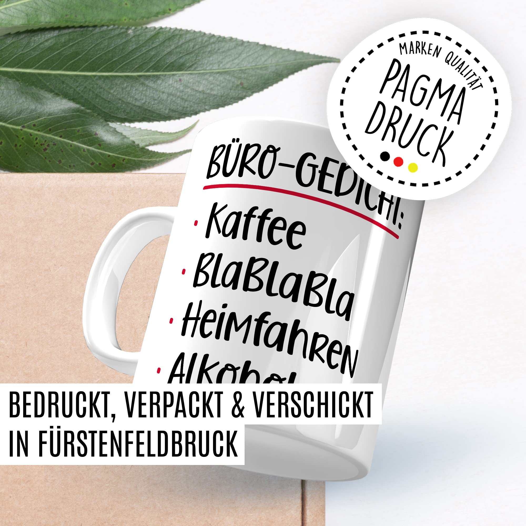 Büro Gedicht Tasse lustig Kaffee Alkohol Spruch Kaffeetasse Kollege Geschenk Kaffee-Becher Kollegin Geschenkidee Humor