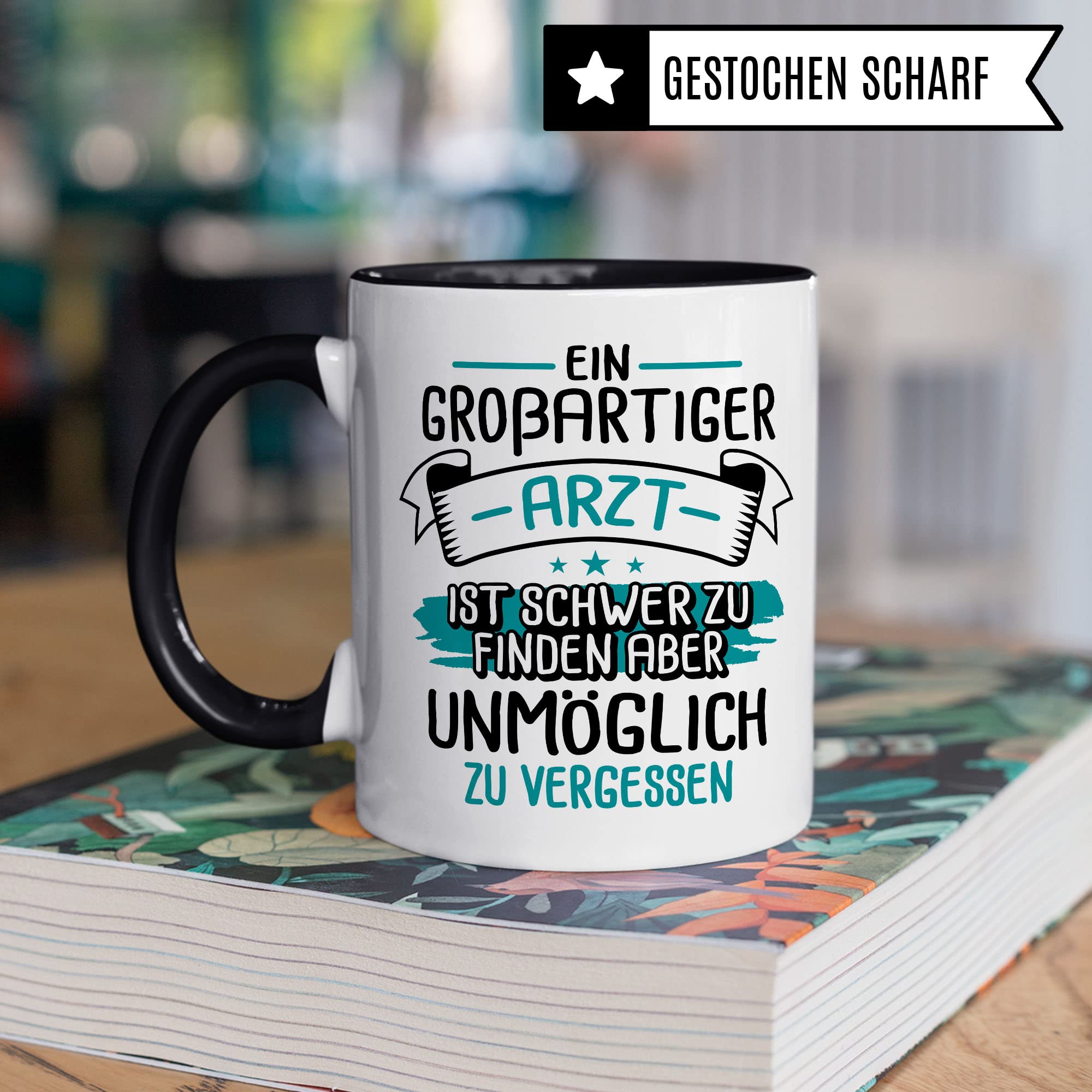 Arzt Tasse, Ein großartiger Arzt ist schwer zu finden aber unmöglich zu vergessen, Arzt Danke Geschenk, Dankeschön Tasse schöner Spruch Kaffeetasse Berufe Tasse