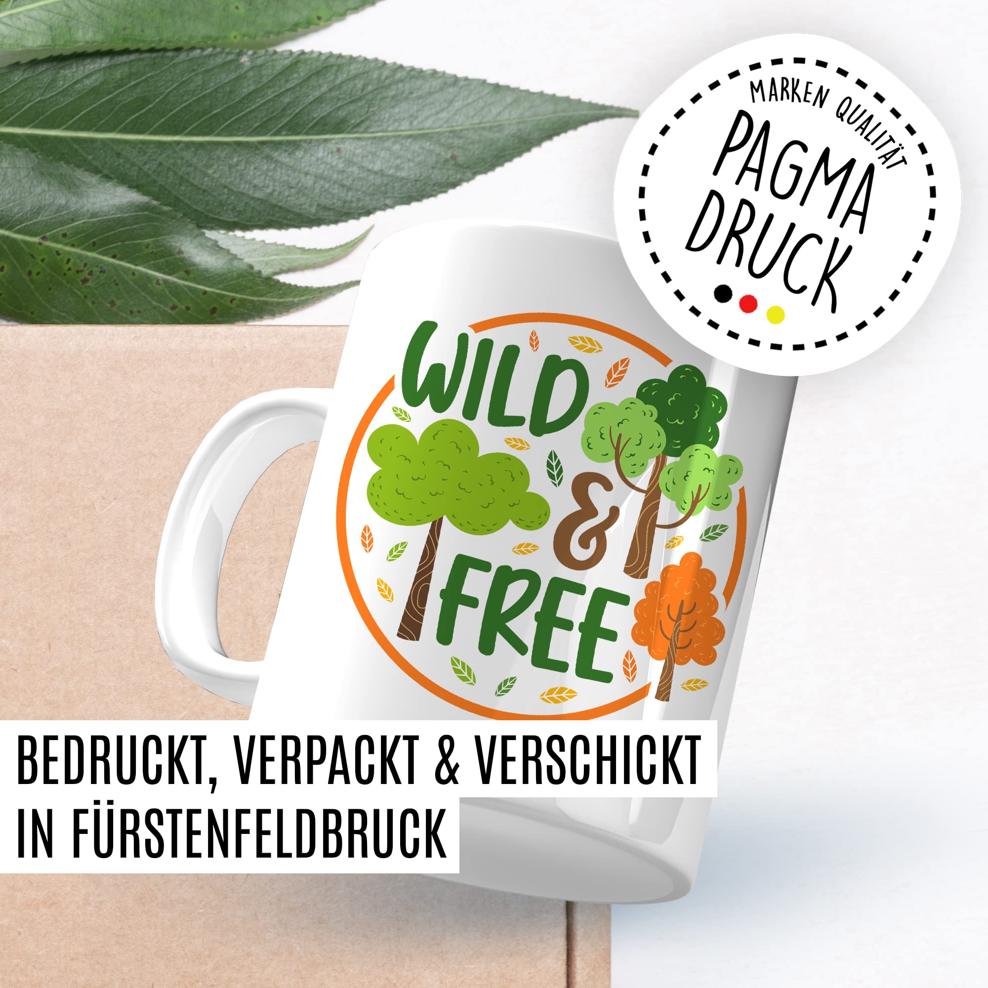 Wild & Free Becher Tasse Wohnmobil Wohnwagen Kaffeetasse Camping Geschenk Camper Kaffee-Becher Geschenkidee Outdoorfans Camperin Zelten Abenteuer Reisen Spruch Campingurlaub