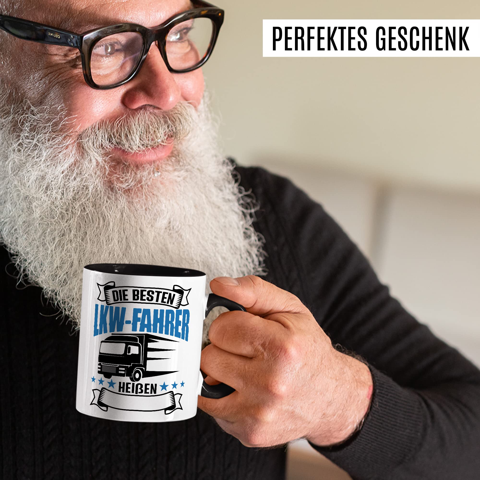 LKW Tasse personalisierbar Lkw Fahrer Kaffeetasse anpassbar Kaffee-Becher mit Wunsch Name lustig Geschenkidee persönlich Fernfahrer Geschenk Lastwagen Spediteur Custom Tasse mit Spruch