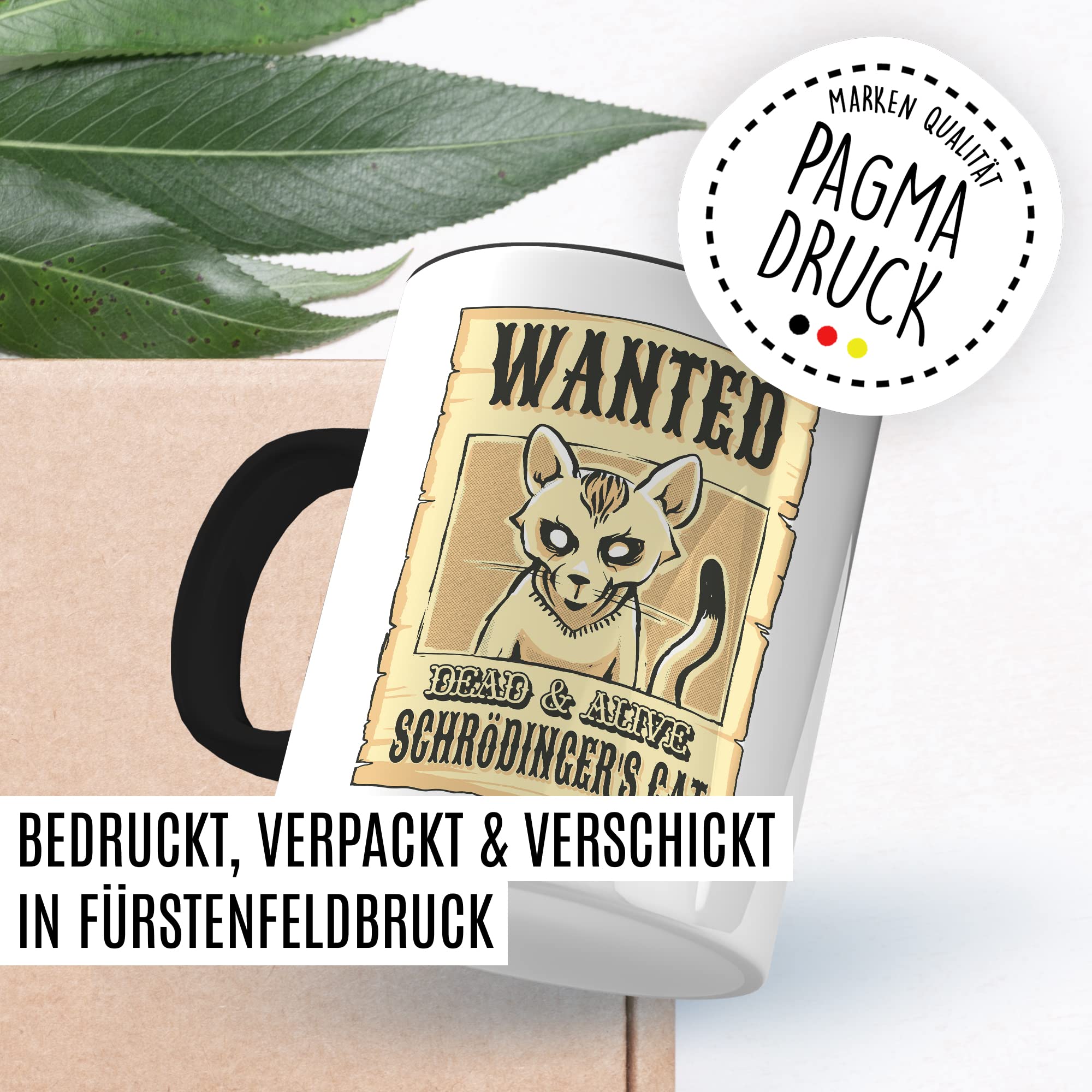 Lustige Tasse Physik Witz Kaffeetasse Schrödingers Katze Kaffee-Becher Nerd Geschenk lustig Schrödinger Geschenkidee Physiker Physikstudent Wanted Motiv