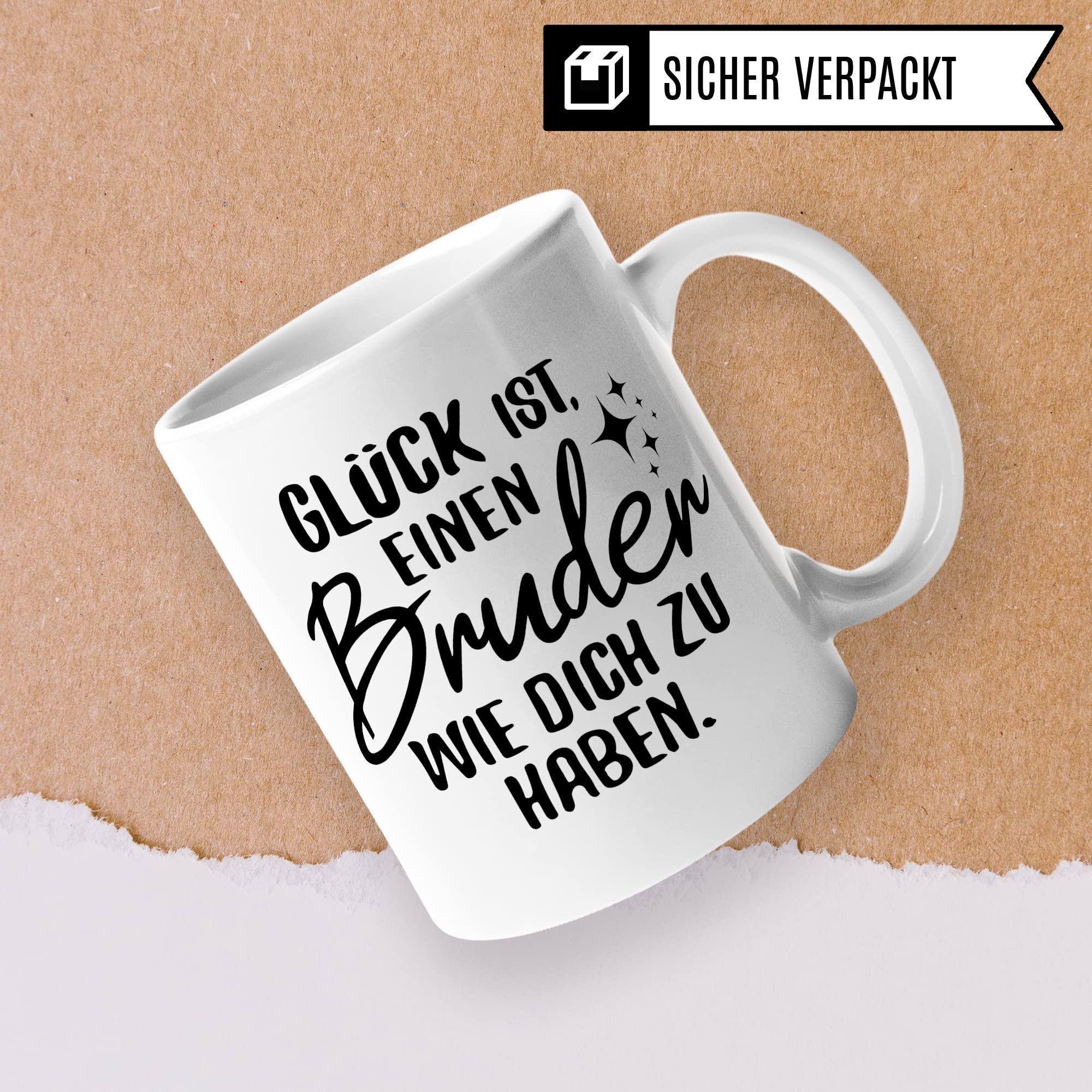 Bruder Tasse Geschwister Kaffeetasse Brüder Geschenk Bruderherz Kaffee-Becher Schwester Geschenkidee Glück ist einen Bruder wie dich zu haben Motiv Geschwisterliebe