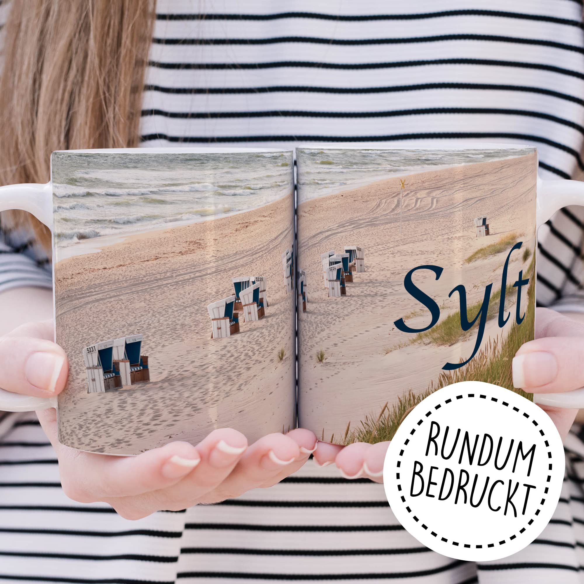 Tasse von Sylt Strandbild Kaffee-Tasse Kaffee-Becher Geschenkidee für Syltliebhaber Geschenk Syltfan Tasse Insel Sylt Urlaub