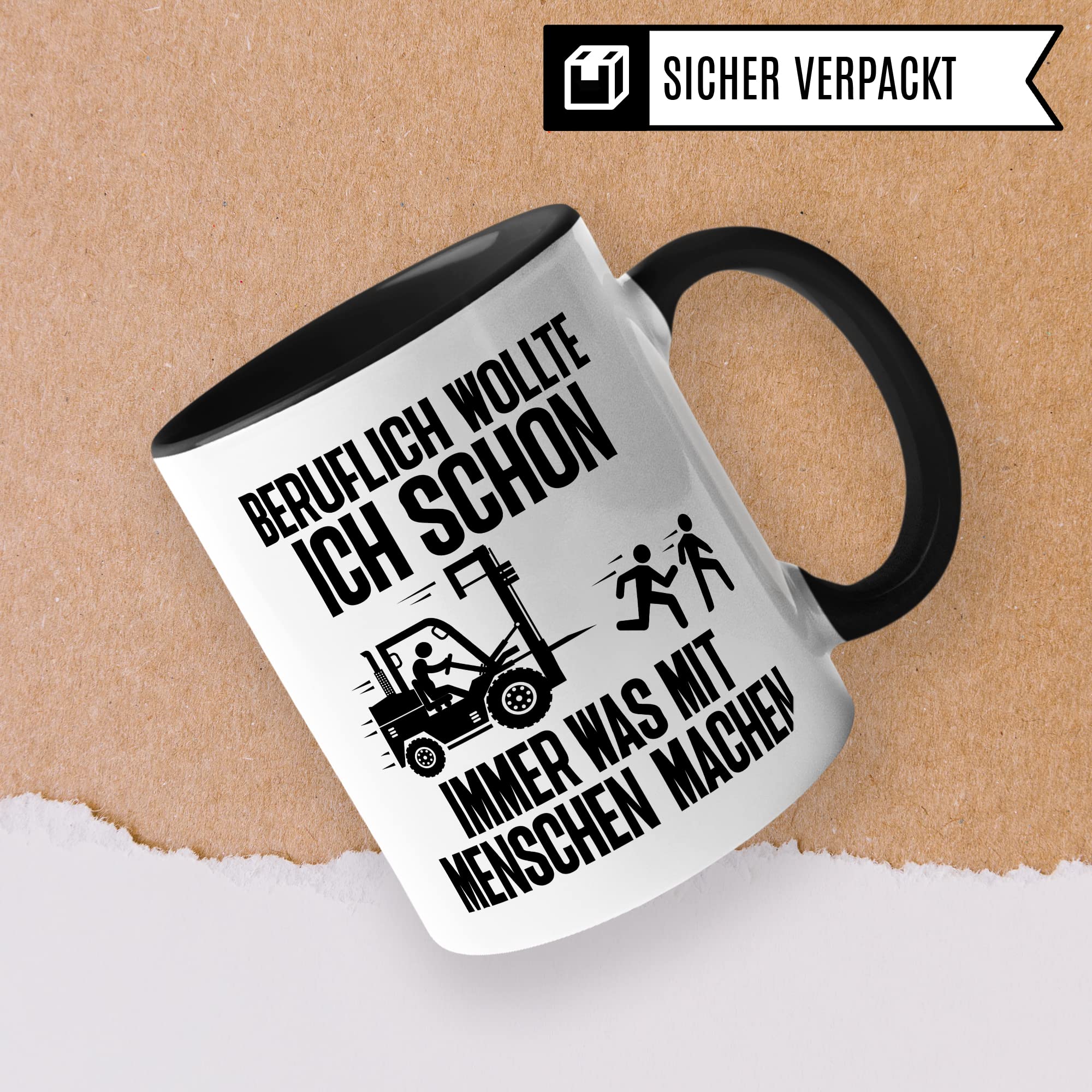 Lagerist Tasse mit Spruch lustig Staplerfahrer Geschenk Gabelstapler-Fahrer Kaffee-Becher böser Humor Kaffeebecher Lagerarbeiter Lagerlogistiker Geschenkidee