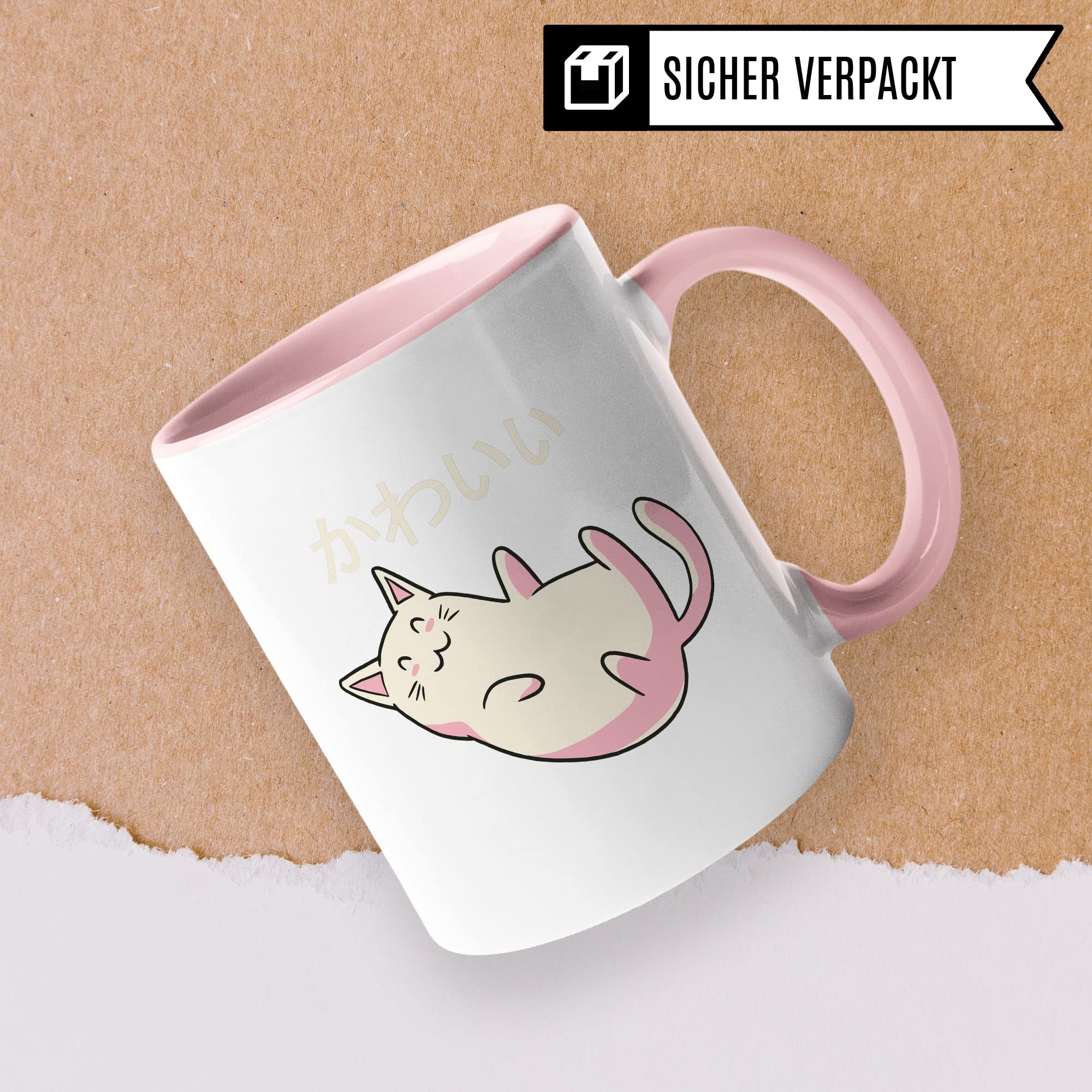 Katze Tasse Geschenkidee Japan Kaffeetasse Geschenk für Anime Fan Kaffeebecher Kawaii Becher