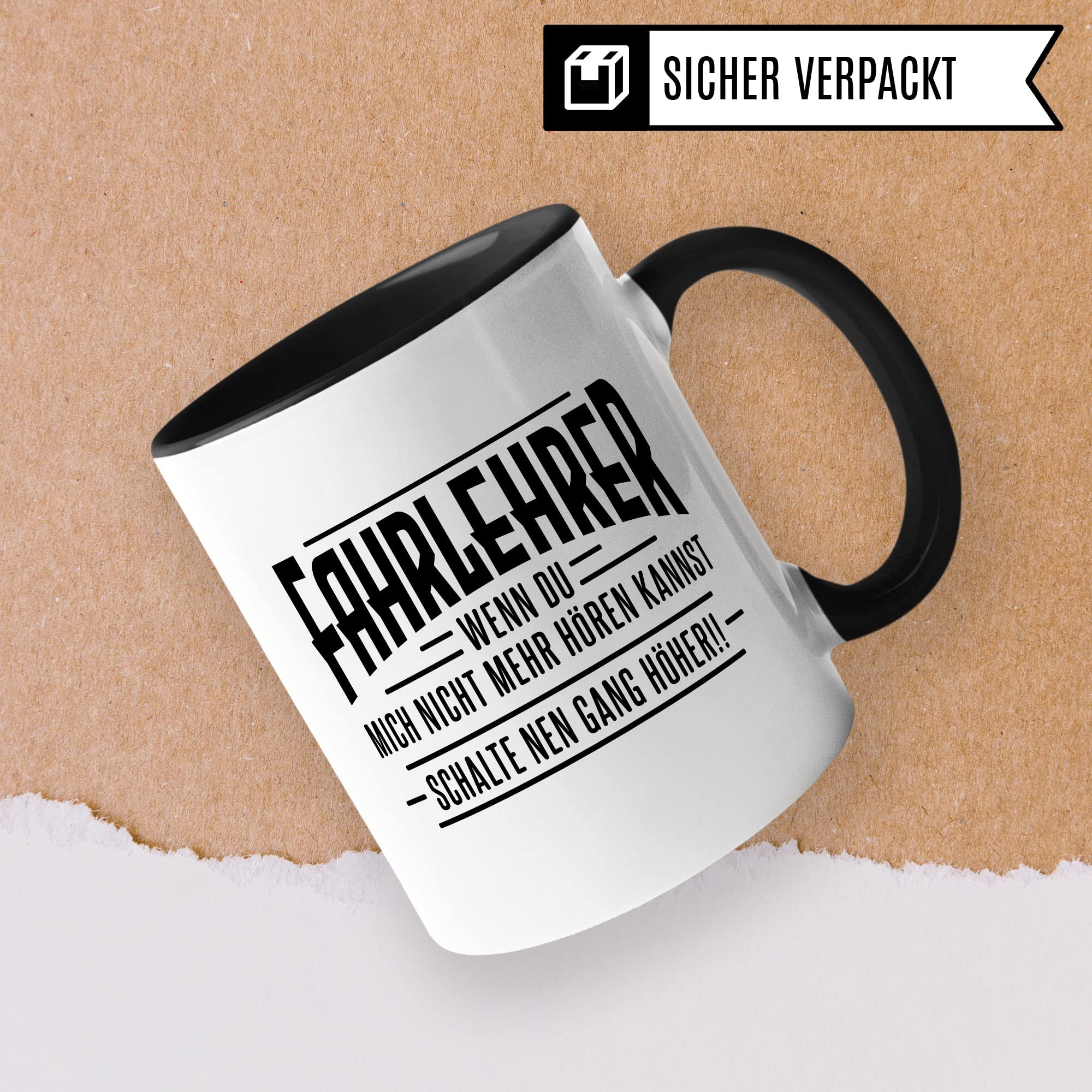 Fahrlehrer Tasse Geschenkidee Kaffeetasse Humor Witz Geschenk für Fahrschule Kaffeebecher Fahrstunde Becher