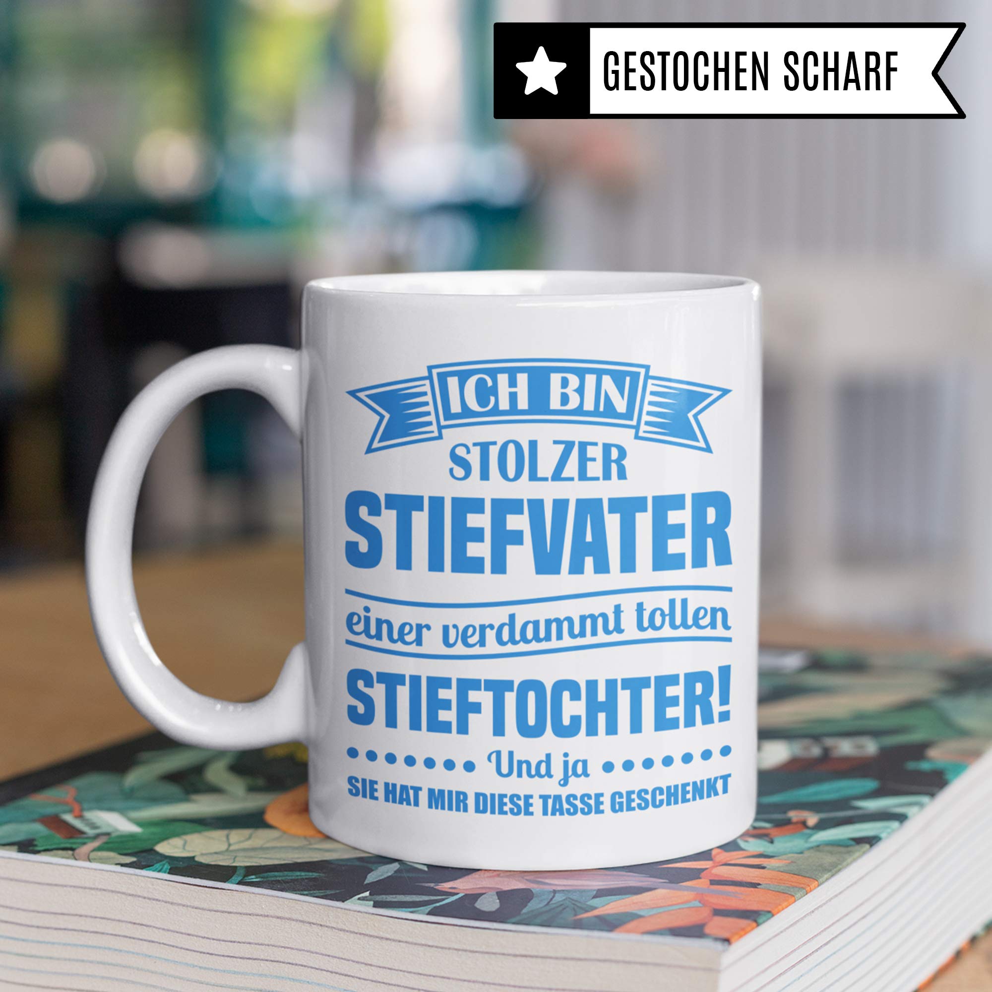 Pagma Druck Tasse Stiefvater Stieftochter, Bonus Papa Kaffeebecher Geschenk Spruch, Bonuspapa Stief Vater Geschenkidee