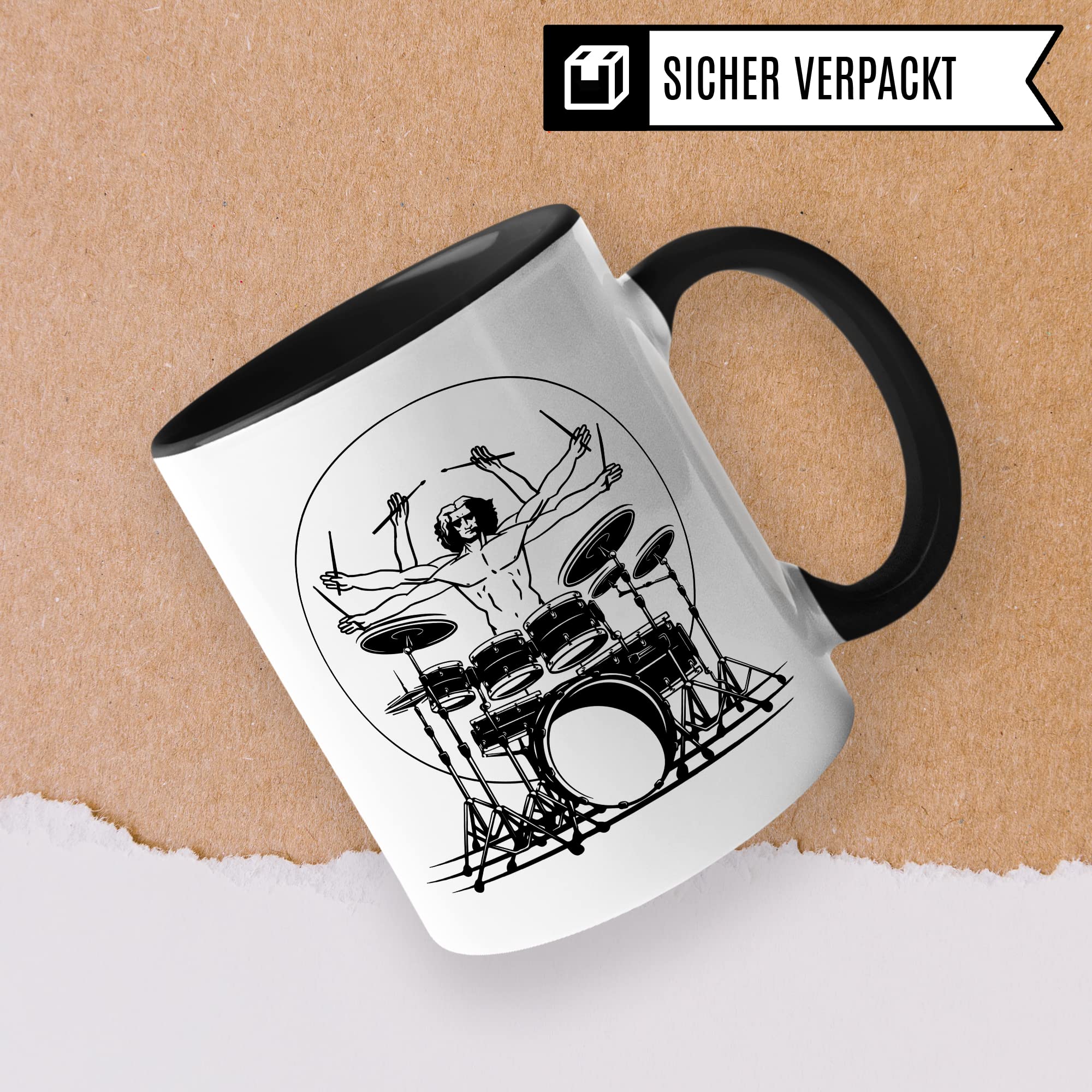 Schlagzeuger Tasse Schlagzeug Geschenk-Idee Kaffeetasse Humor Witz Geschenk für Schlagzeugspieler Drummer Kaffeebecher Schlagzeug Becher