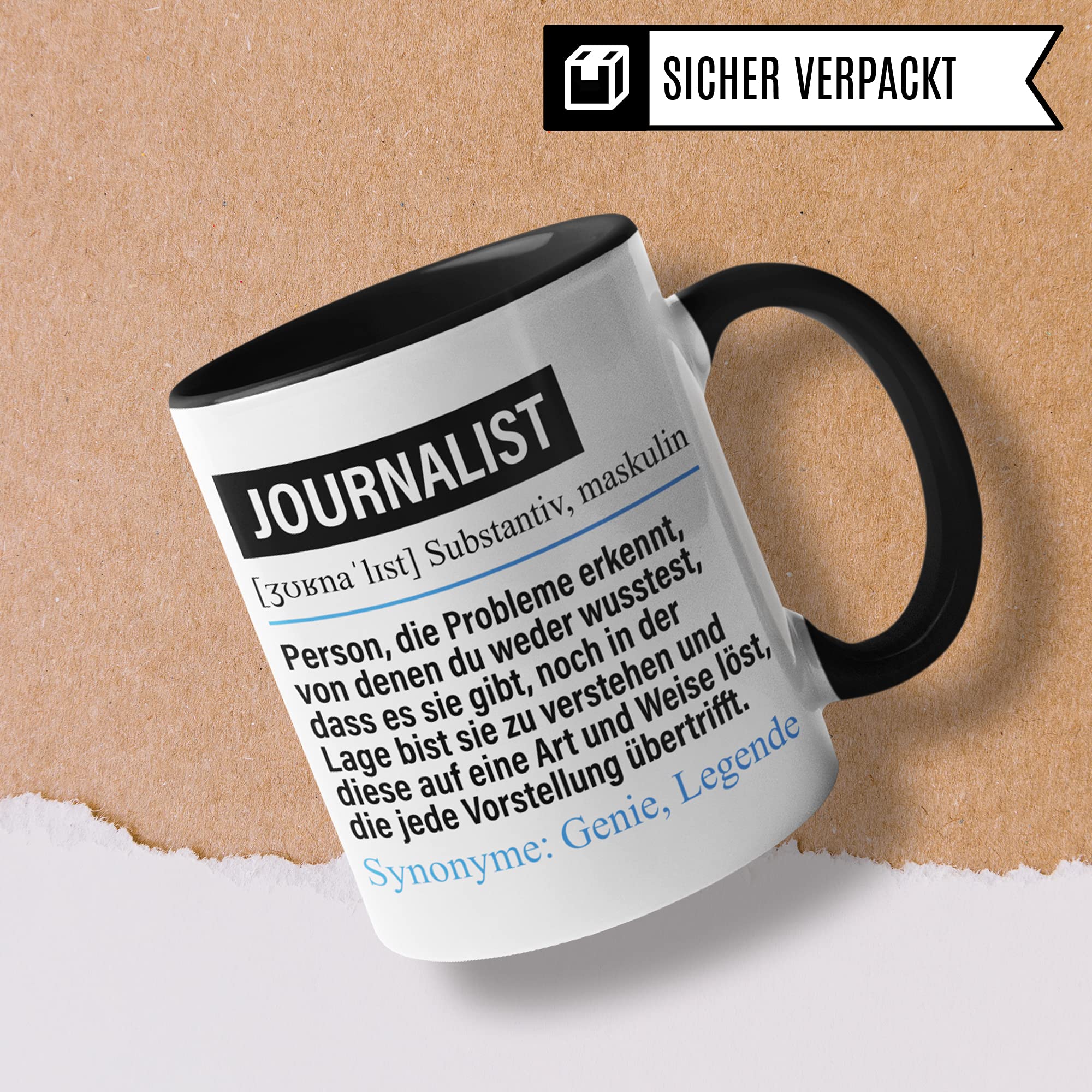 Journalist Tasse lustig, Journalismus Beruf Geschenk, Spruch Redakteur Geschenkidee, Kaffeetasse Journalist Kaffeebecher Teetasse Abteilung Becher