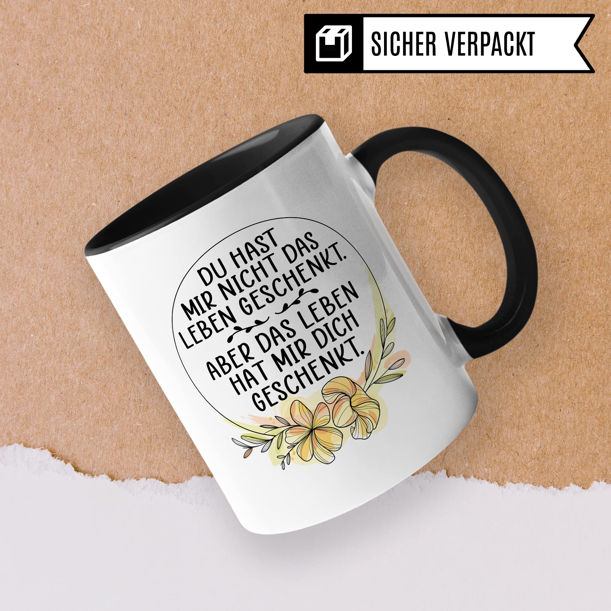 Tasse Pflegemama Geschenk, Das Leben hat mir dich geschenkt Geschenkidee Pflegemutter Tasse mit Spruch Kaffee-Becher Kaffeetasse Stiefmutter Ziehmutter Ersatzmama