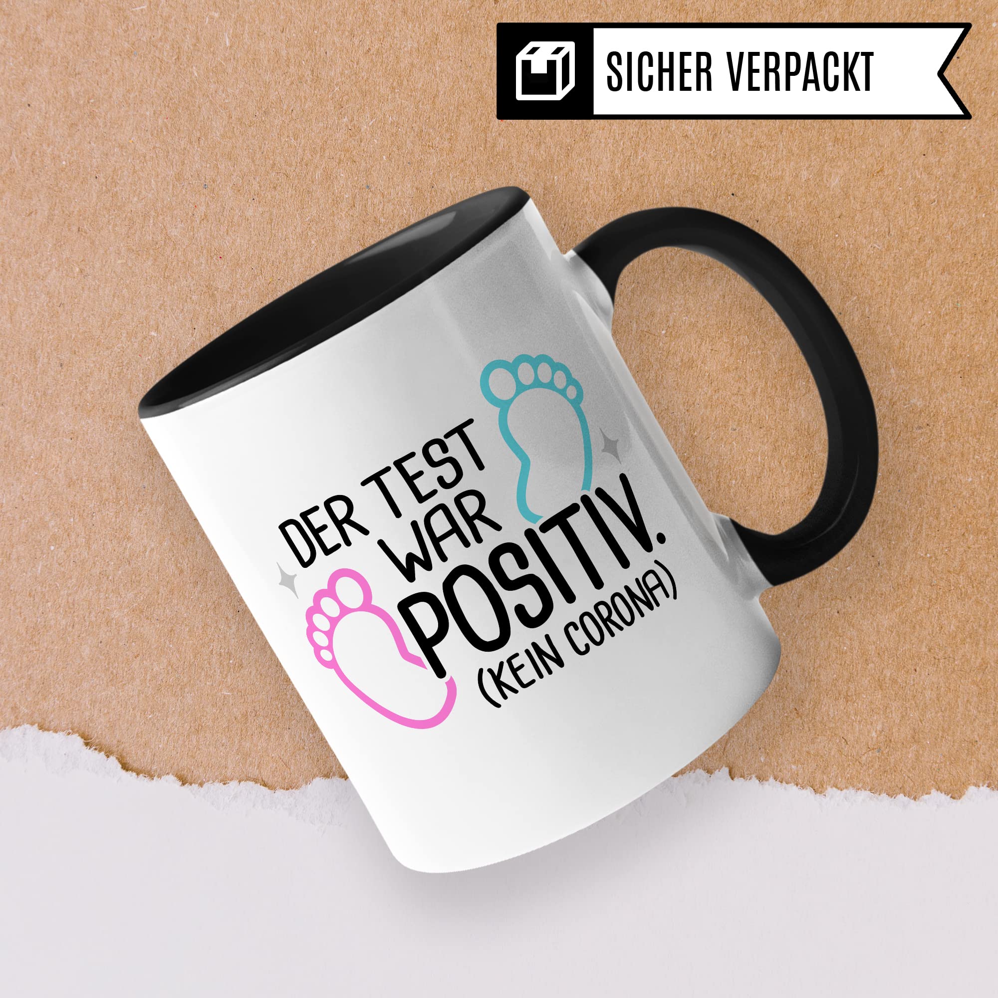 Schwangerschaft Tasse, Der Test war positiv, werdende Mama Geschenk Schwanger Freundin Papa Vater Geschenke für Opa Opa Schwester Bruder schöner Spruch Kaffee-Becher