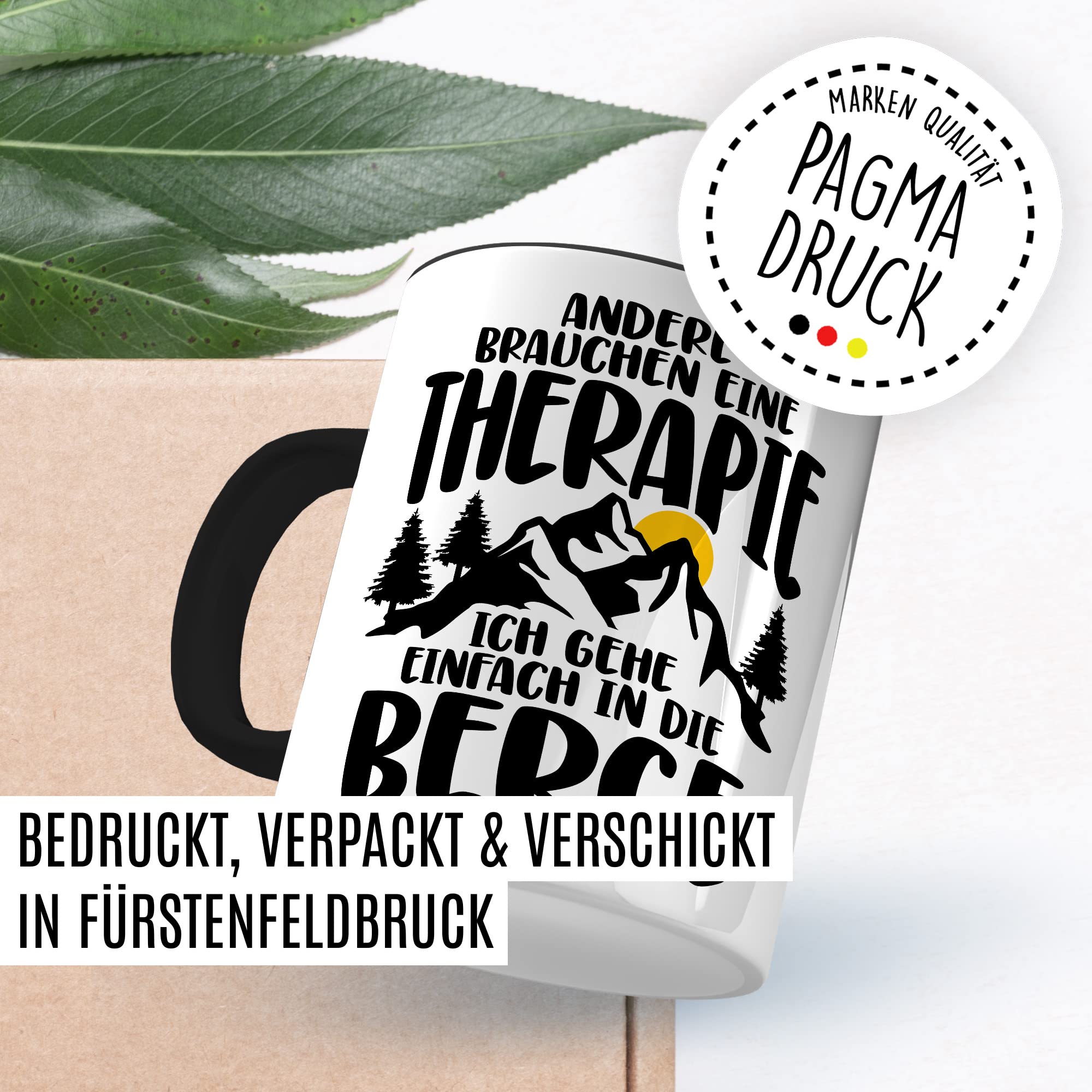 Tasse Berge Geschenk Andere brauchen eine Therapie Ich geh einfach in die Berge Geschenkidee für alle Bergsteiger Kaffeetasse mit Spruch lustig Kaffee-Becher Witztasse Teetasse Alpen