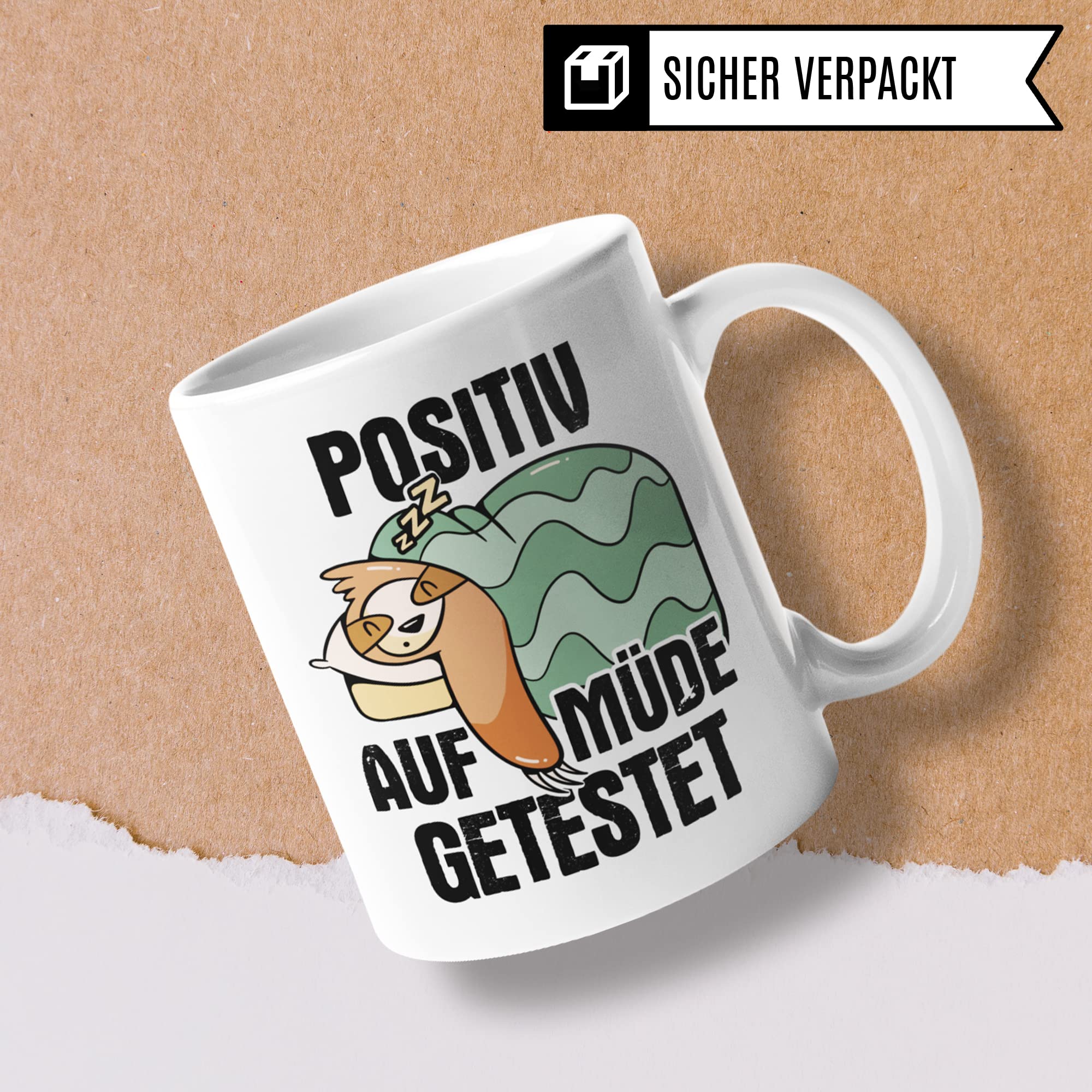 Positiv Auf Müde Getestet Tasse, lustiges Geschenk Faulpelz, Kaffeetasse Müdigkeit Faulheit Frühaufsteher, Kaffeebecher Humor Büro witzig