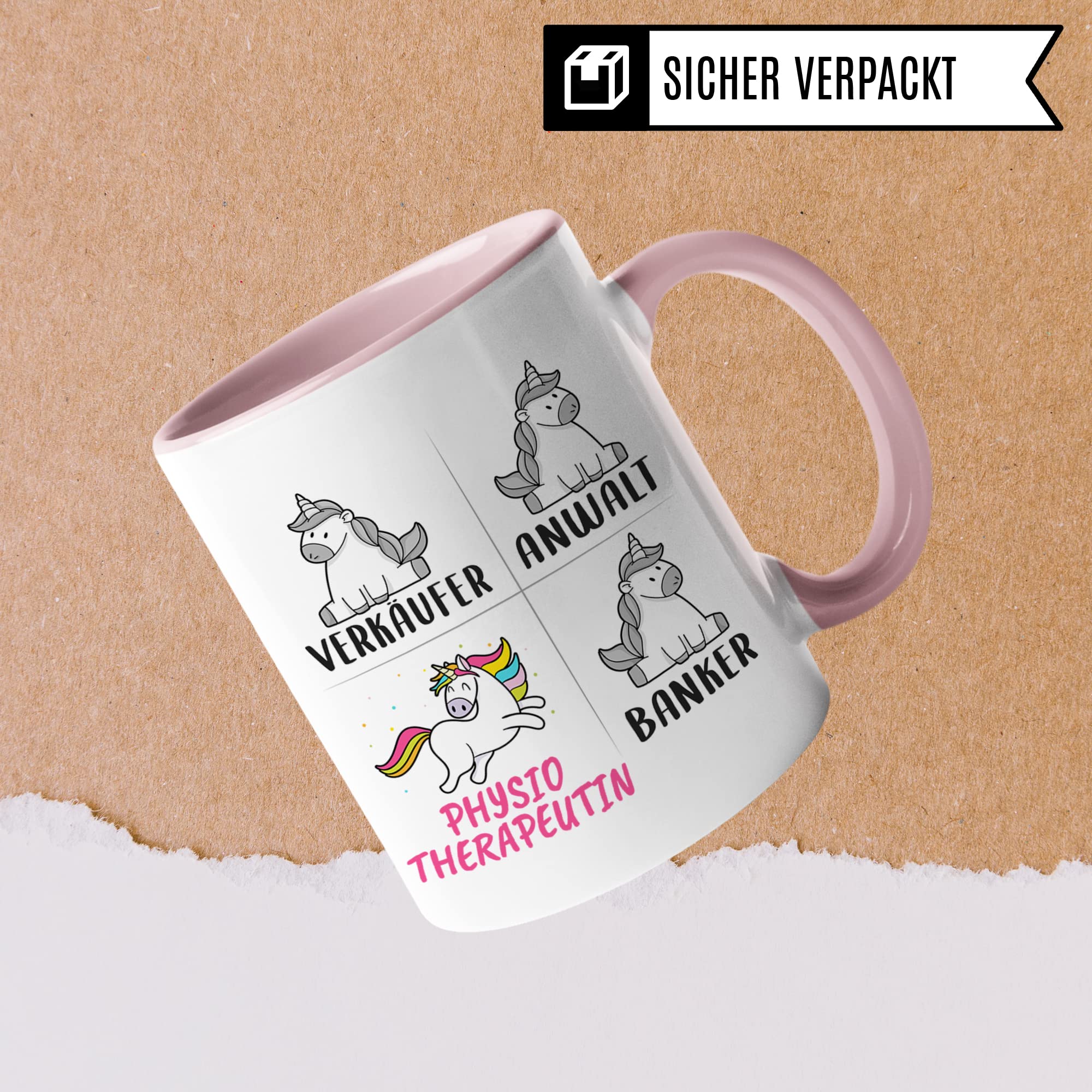 Tasse Physiotherapeutin lustig, Physiotherapeutin Geschenk Beruf, Spruch Kaffeebecher Physiotherapeut Geschenkidee, Beruf Physiotherapie Kaffee-Tasse Einhorn Frauen Teetasse Becher