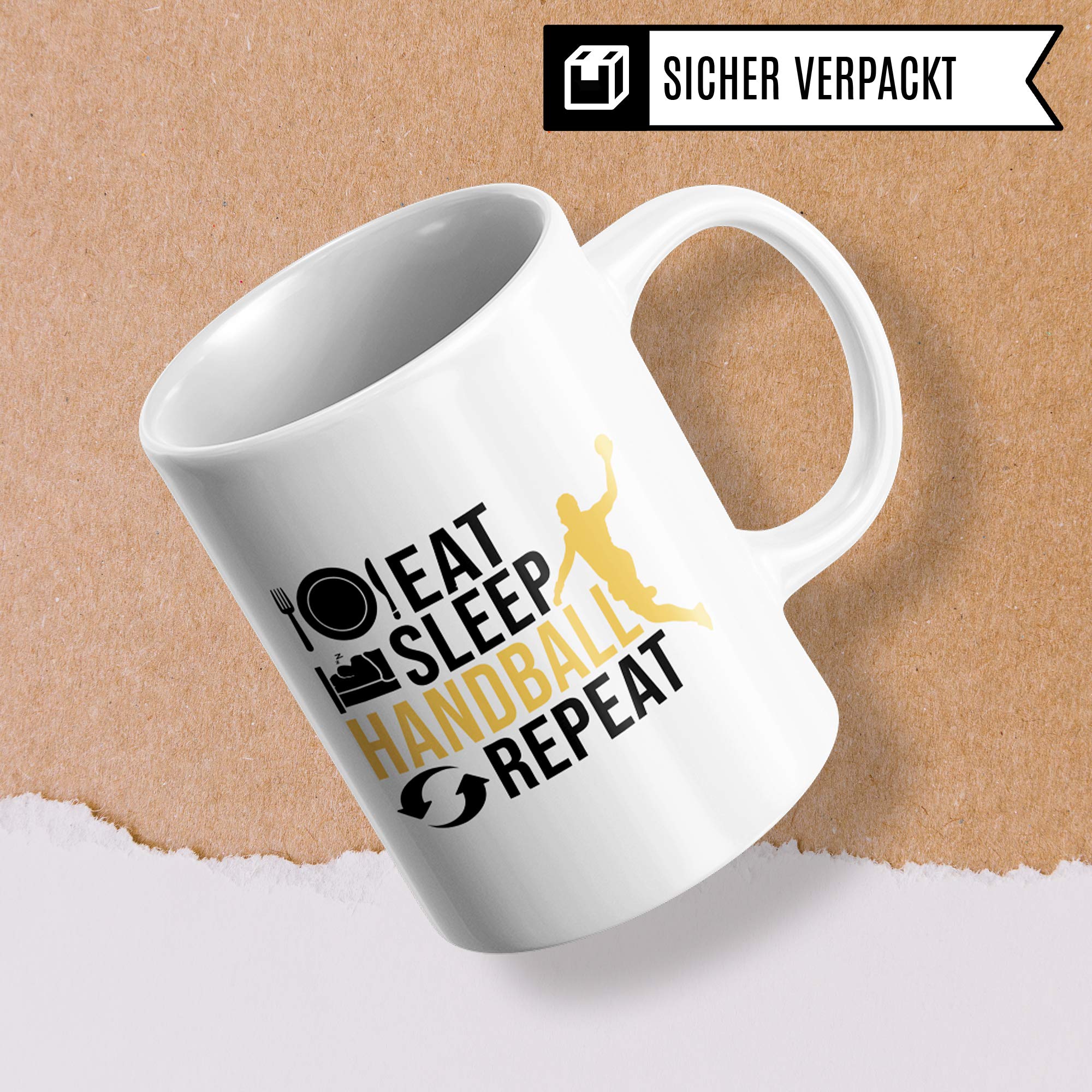 Pagma Druck Handball Geschenke für Männer, Jungen Handball Tasse, Eat Sleep Handball Repeat Becher Handballer Geschenkidee, Handballspieler Handballverein Handballmannschaft Spruch