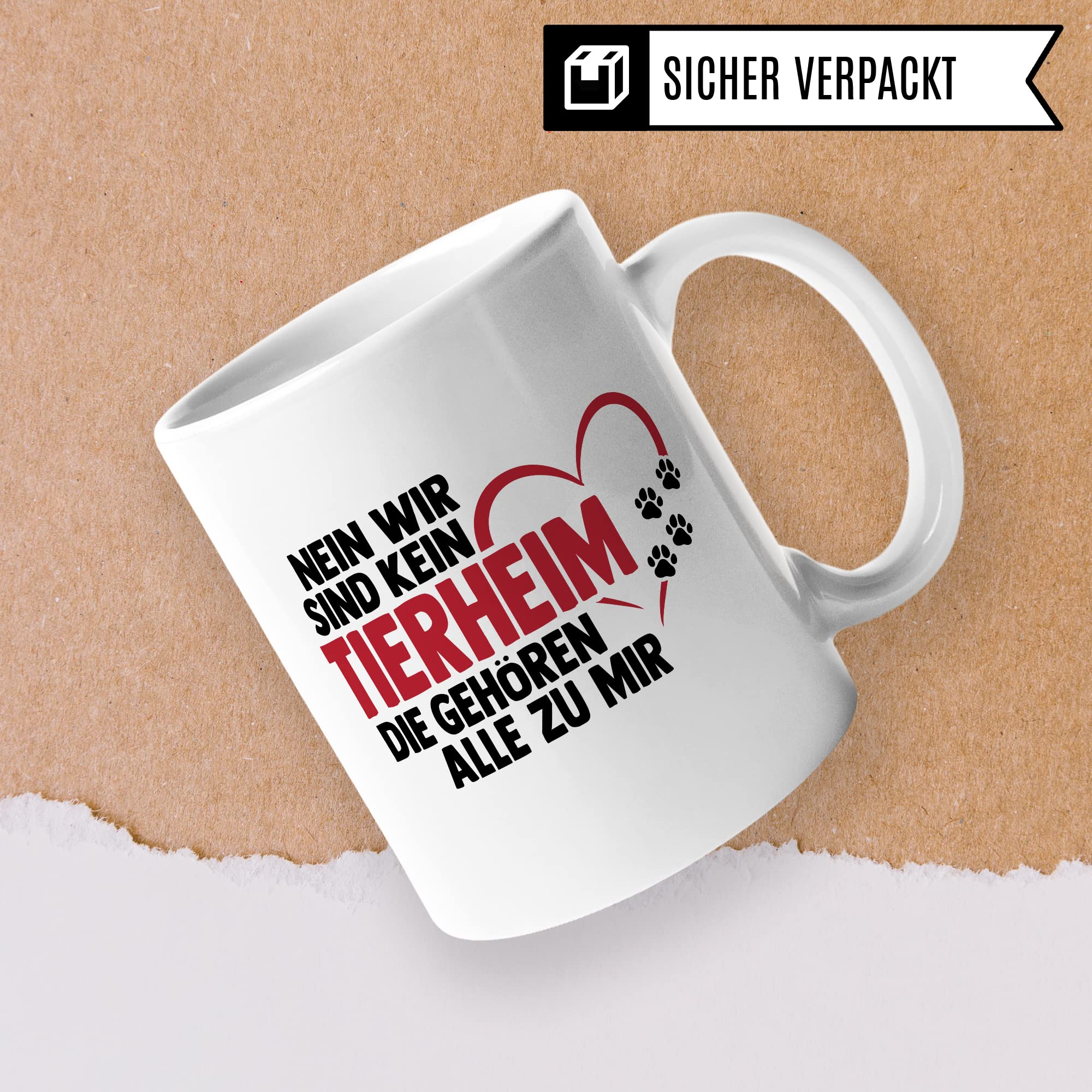 Hunde Tasse lustig Hundebesitzer Kaffee-Becher Kaffeetasse Tierheim Spruch Humor Witz Geschenk-Idee Haustier Teetasse Die gehören alle zu mir Hund (Weiß/Weiß)