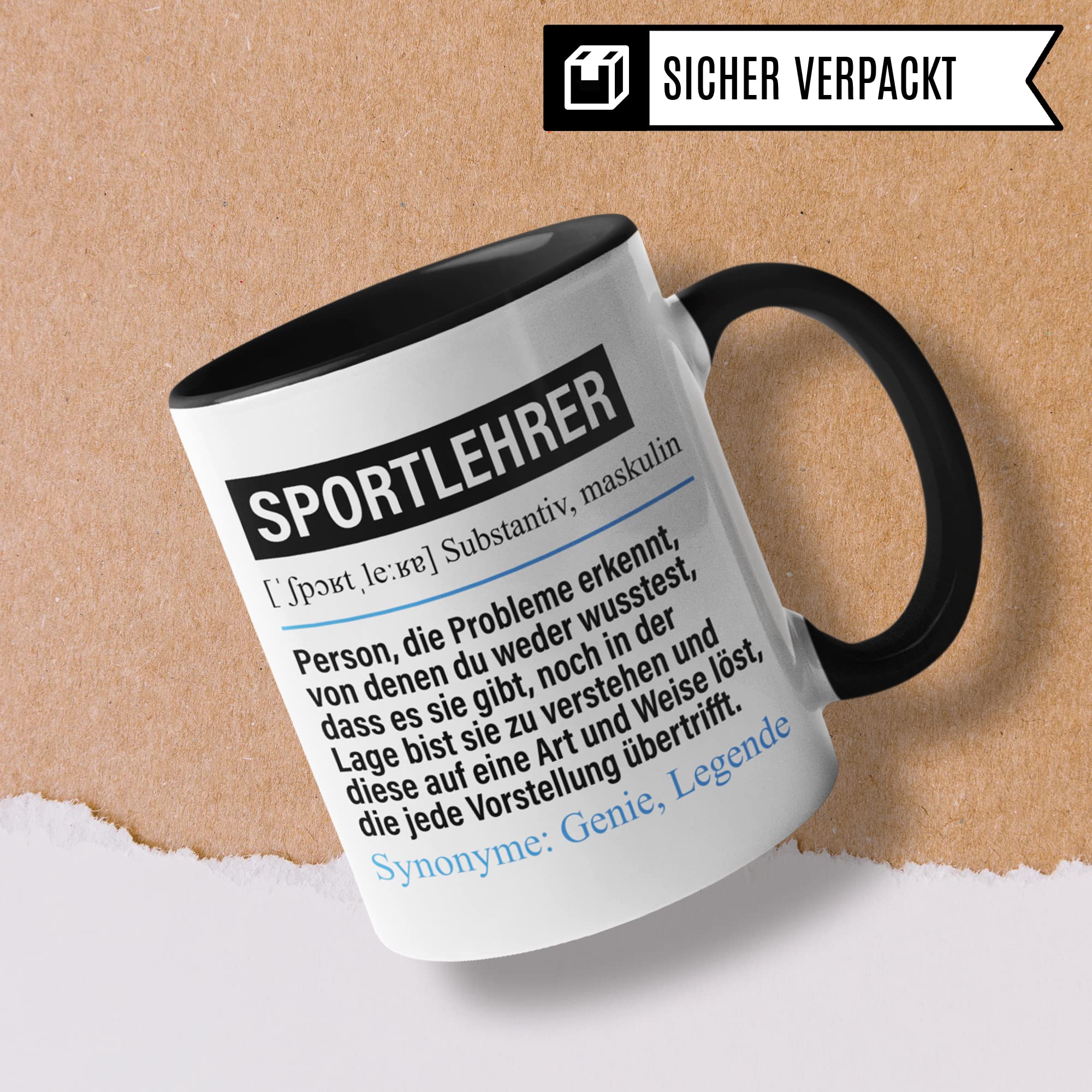 Tasse Sportlehrer lustig, Sportlehrer Geschenk Beruf, Spruch Kaffeebecher Sport-Lehrer Geschenkidee, Beruf Sport Lehramt Kaffee-Tasse Teetasse Becher