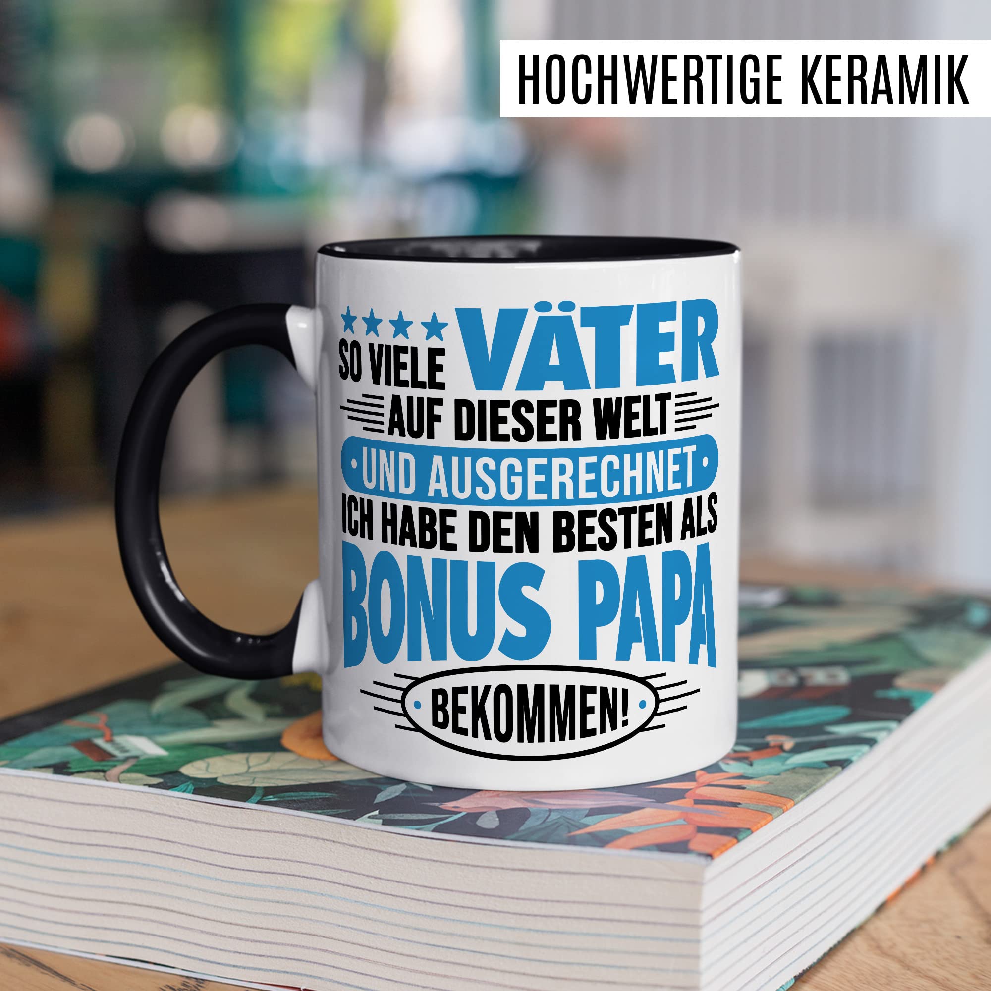 Bonuspapa Tasse Stiefpapa Geschenkidee Stiefkind Kaffeetasse Vater Geschenk für Stiefvater Kaffeebecher Familien Becher