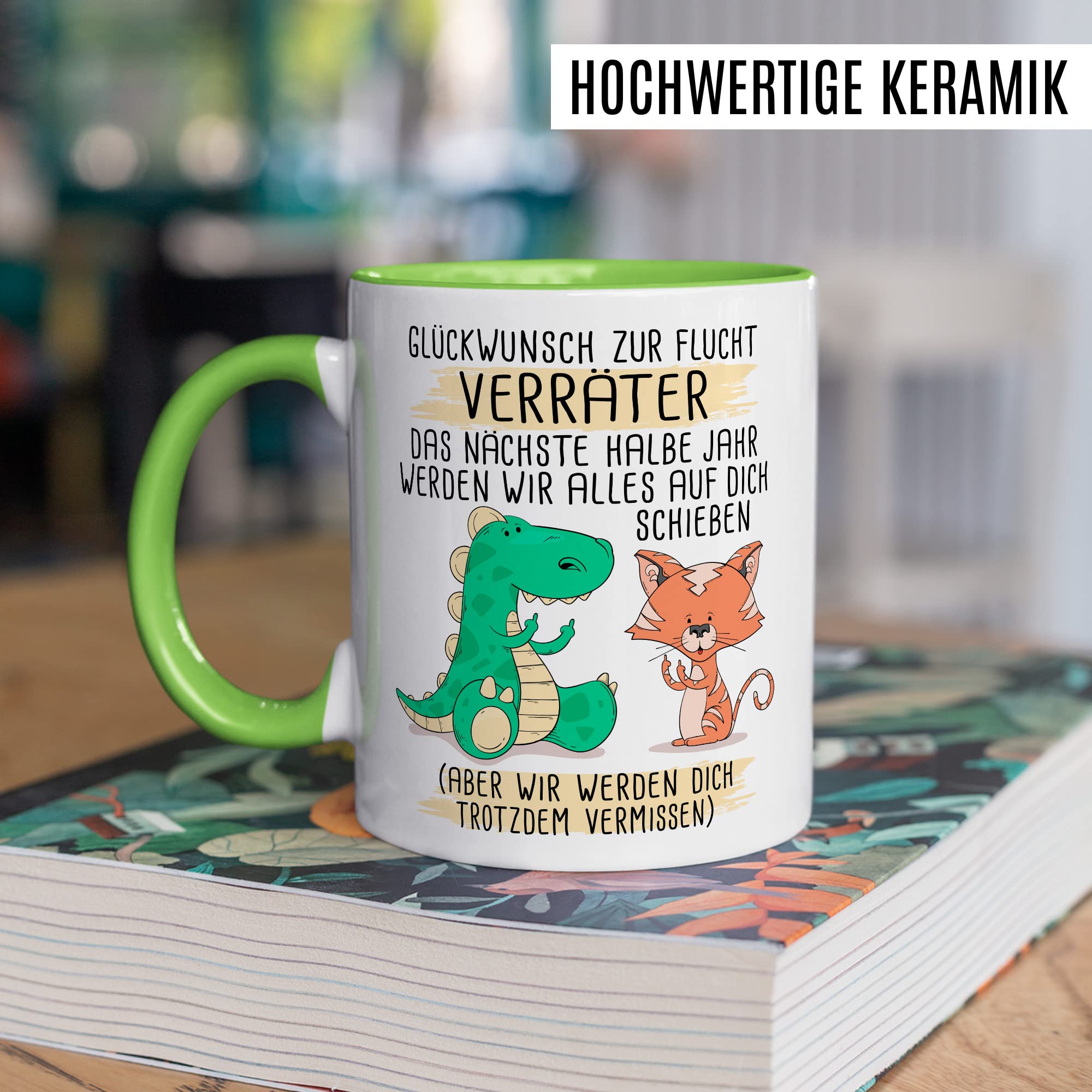 Abschied Tasse Abschiedsgeschenk Kaffeetasse Glückwunsch zur Flucht Spruch lustiger Kaffee-Becher Jobwechsel Kollege Kollegin Kündigung Ruhestand Geschenkidee Rente Geschenk Büro Arbeit