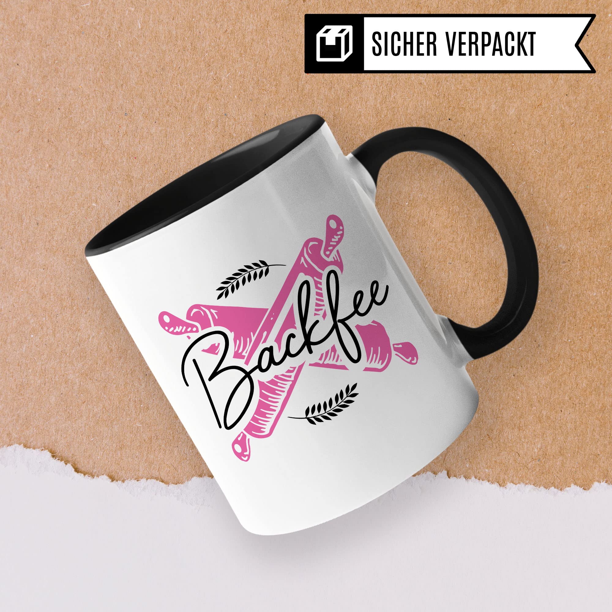 Backfee Tasse Geschenkidee Kaffeetasse Humor Witz Geschenk für Bäckerin Kaffeebecher Backen Becher