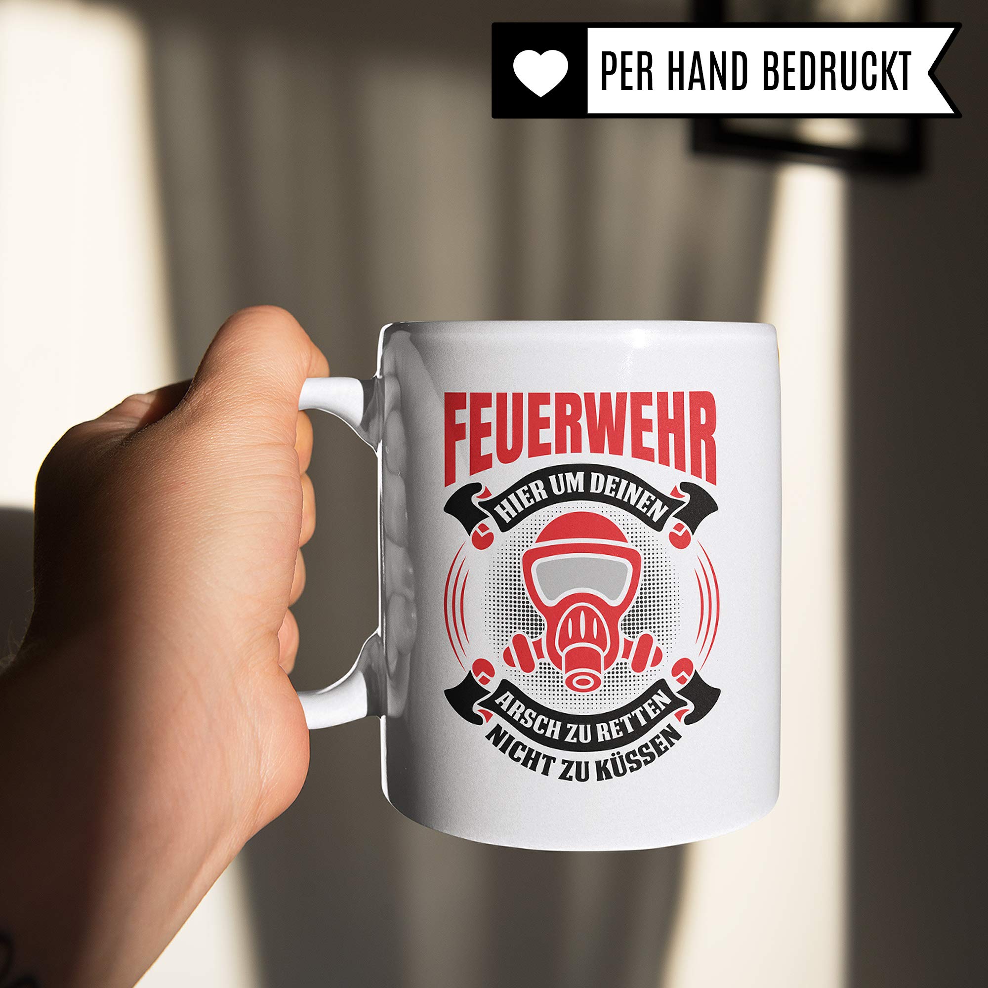 Pagma Druck Feuerwehr Tasse Geschenk, Feuerwehrmann Spruch Becher Geschenkidee, Kaffeetasse Freiwillige Feuerwehr (Weiß/Weiß)