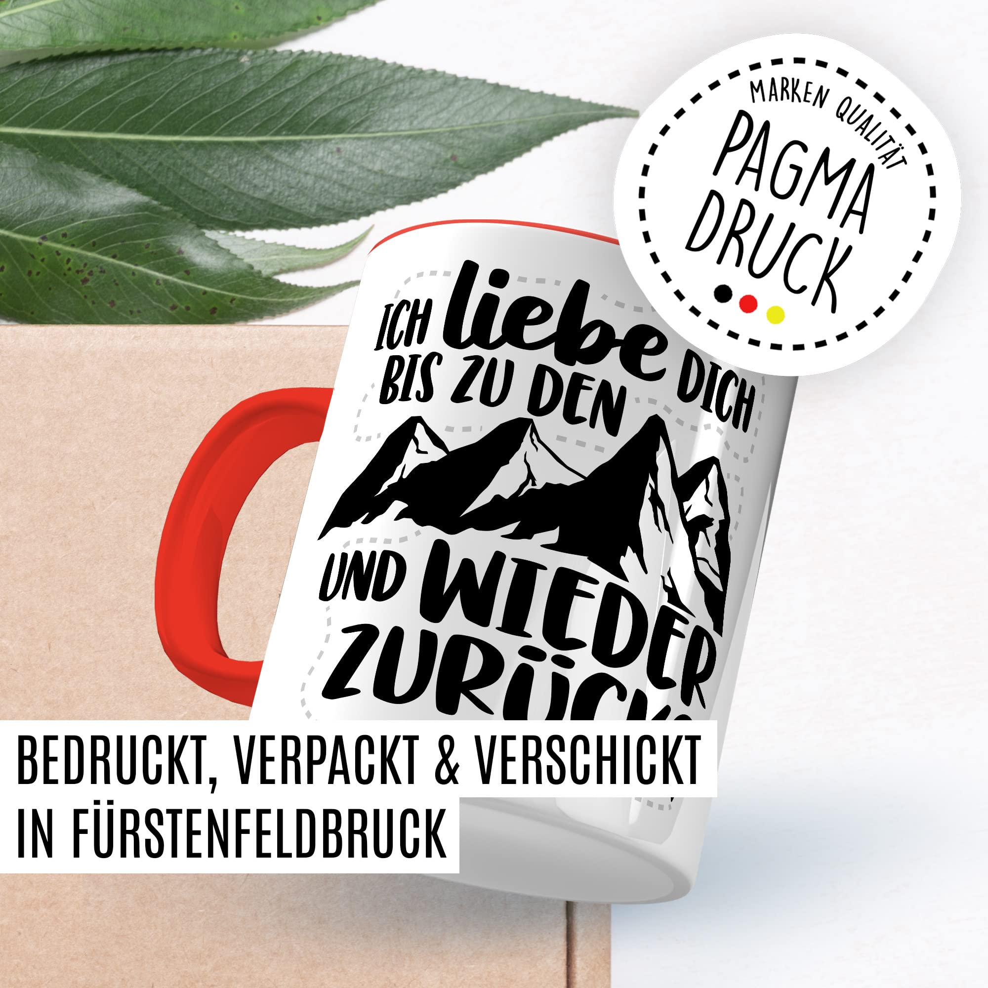 Berge Tasse Liebe Geschenk, Ich liebe dich bis zu den Bergen und zurück Geschenkidee Bergsteiger Kaffeetasse mit Spruch Kaffee-Becher Bergsteigen Wandern Natur