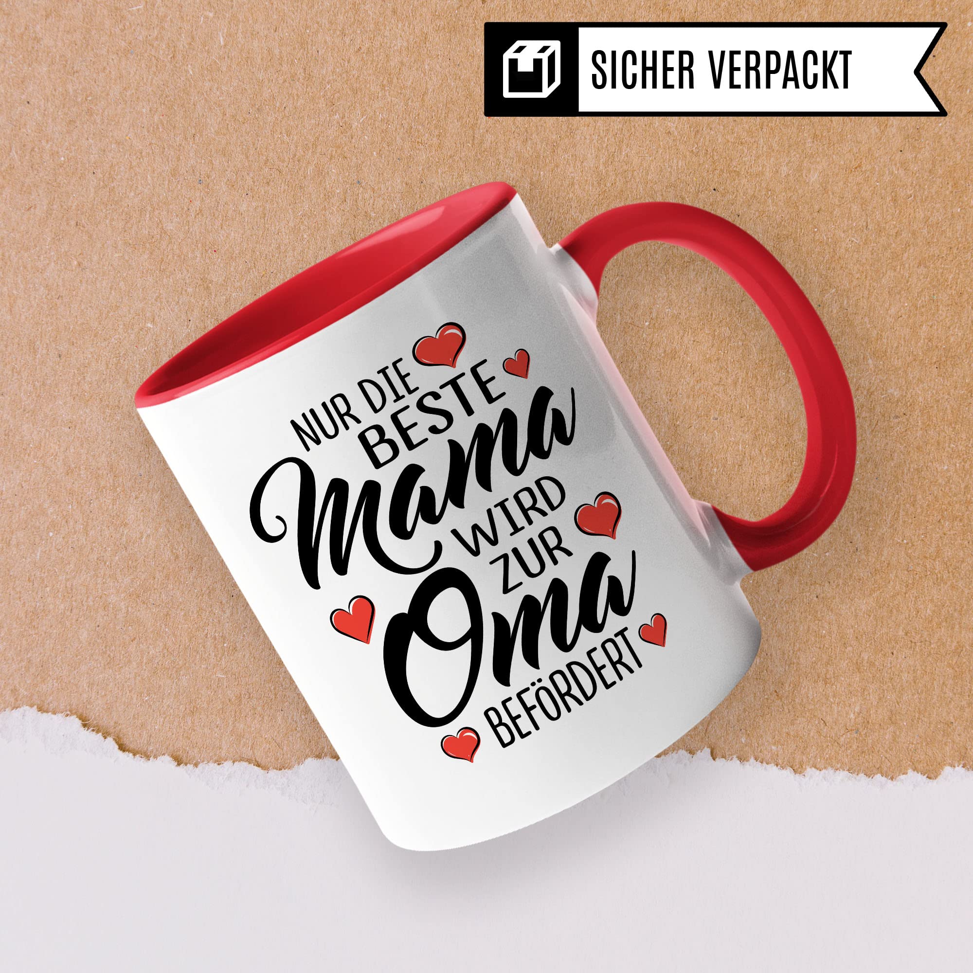 Oma Tasse mit Spruch, Nur die beste Mama wird zur Oma befördert, Geschenk Großmutter, Baby Ankündigung Reveal Geschenkidee Kaffeetasse Enkel