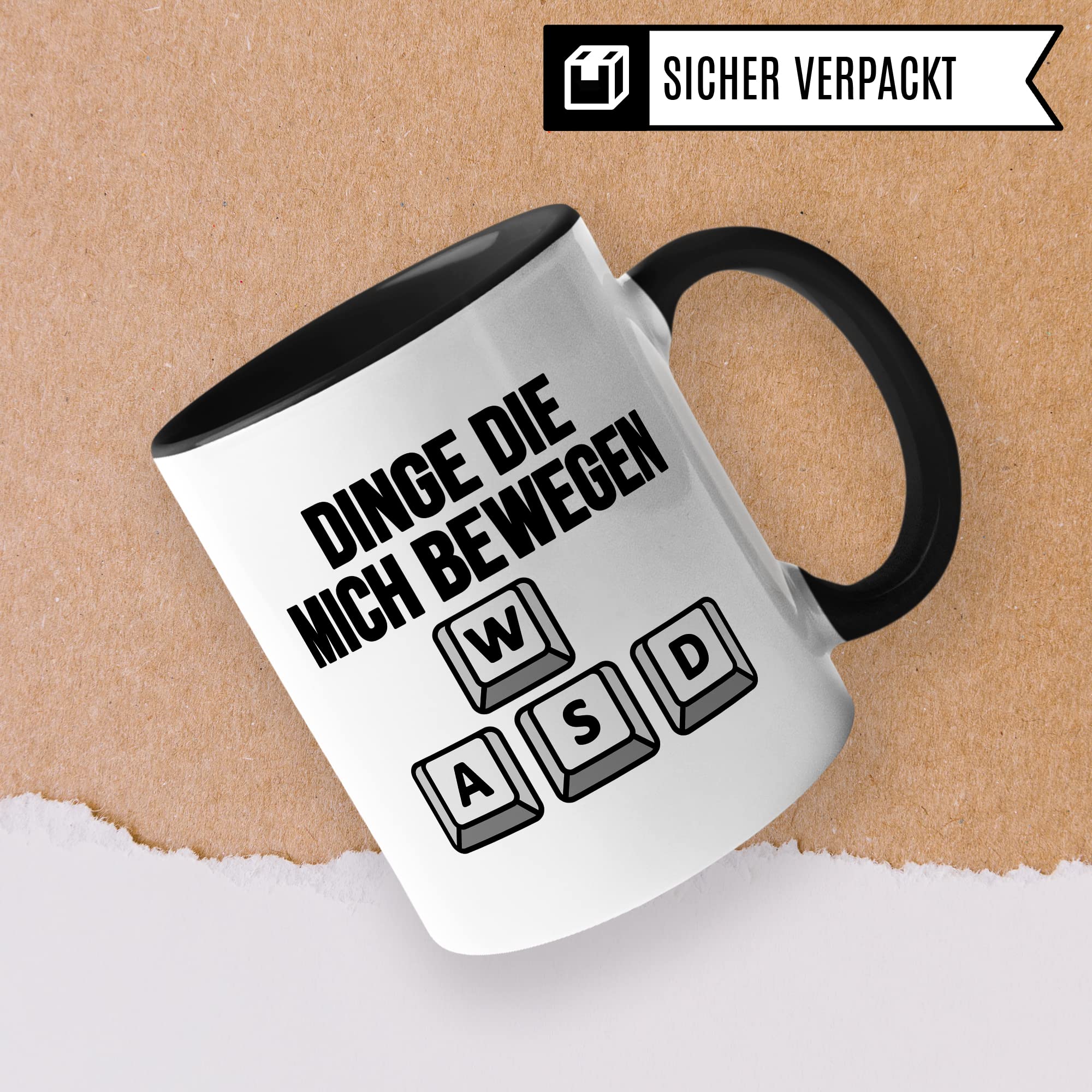 Gaming Tasse, Dinge die mich bewegen Kaffeetasse für Gamer Zocker Computerspieler Kaffee-Becher Geschenk Geschenkidee Nerd Teetasse mit Spruch lustig Gaming-Fans Computer-Spiele zocken