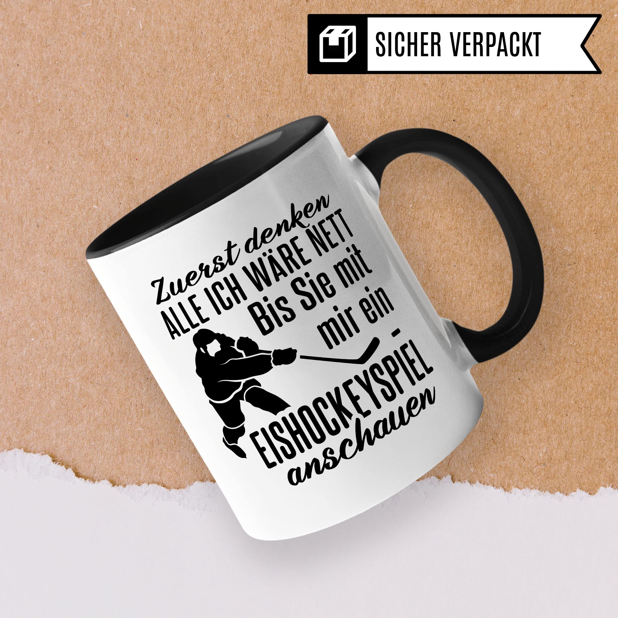 Eishockey Tasse Geschenkidee Kaffeetasse Humor Witz Geschenk für Eishockeyfan Kaffeebecher Eishockeyspiel Becher