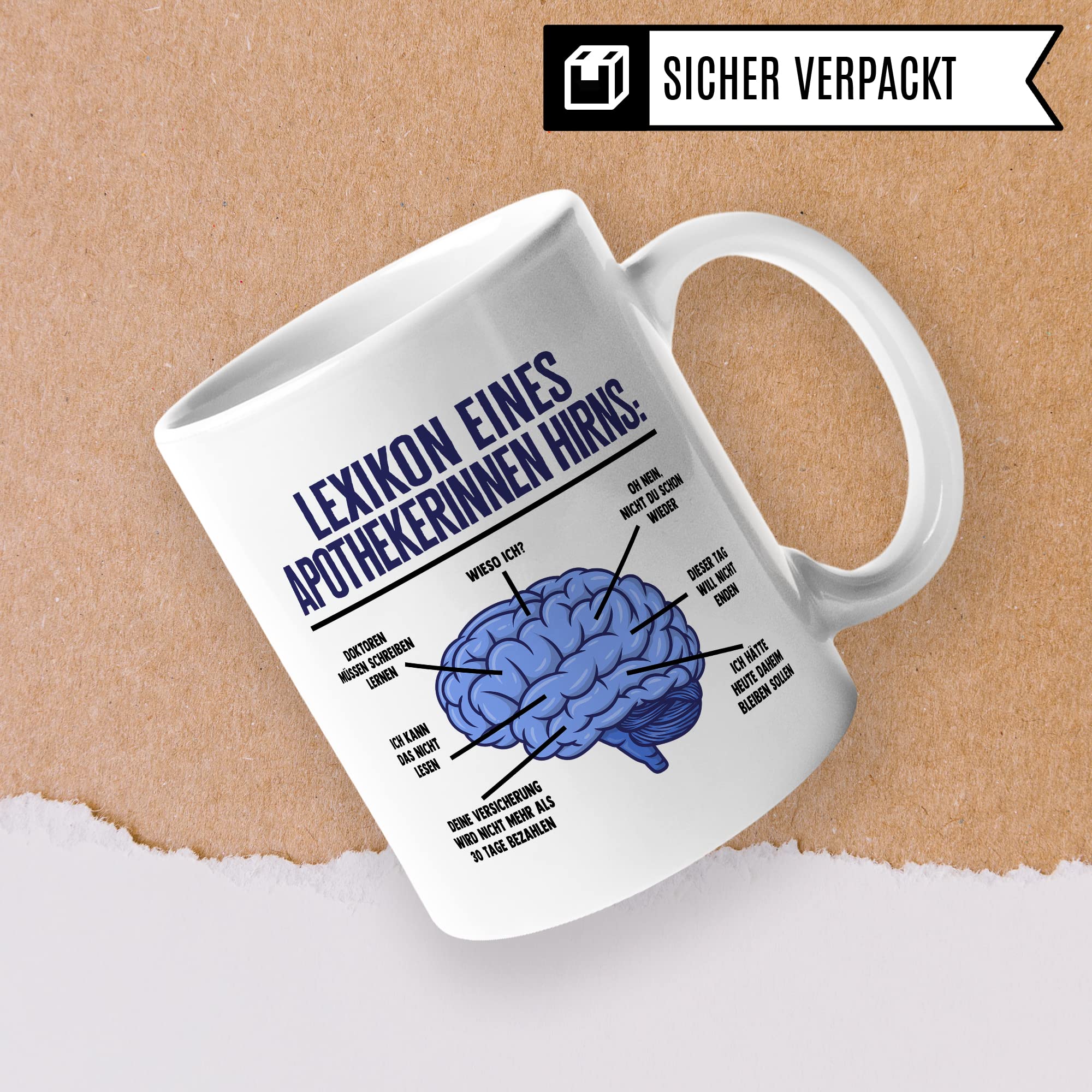 Apotheker Tasse Hirn Kaffeetasse lustig Apotheke Kaffee-Becher Humor Pharmazie Pharmazeut Geschenk Geschenkidee Kollege Witz Meme Lexikon