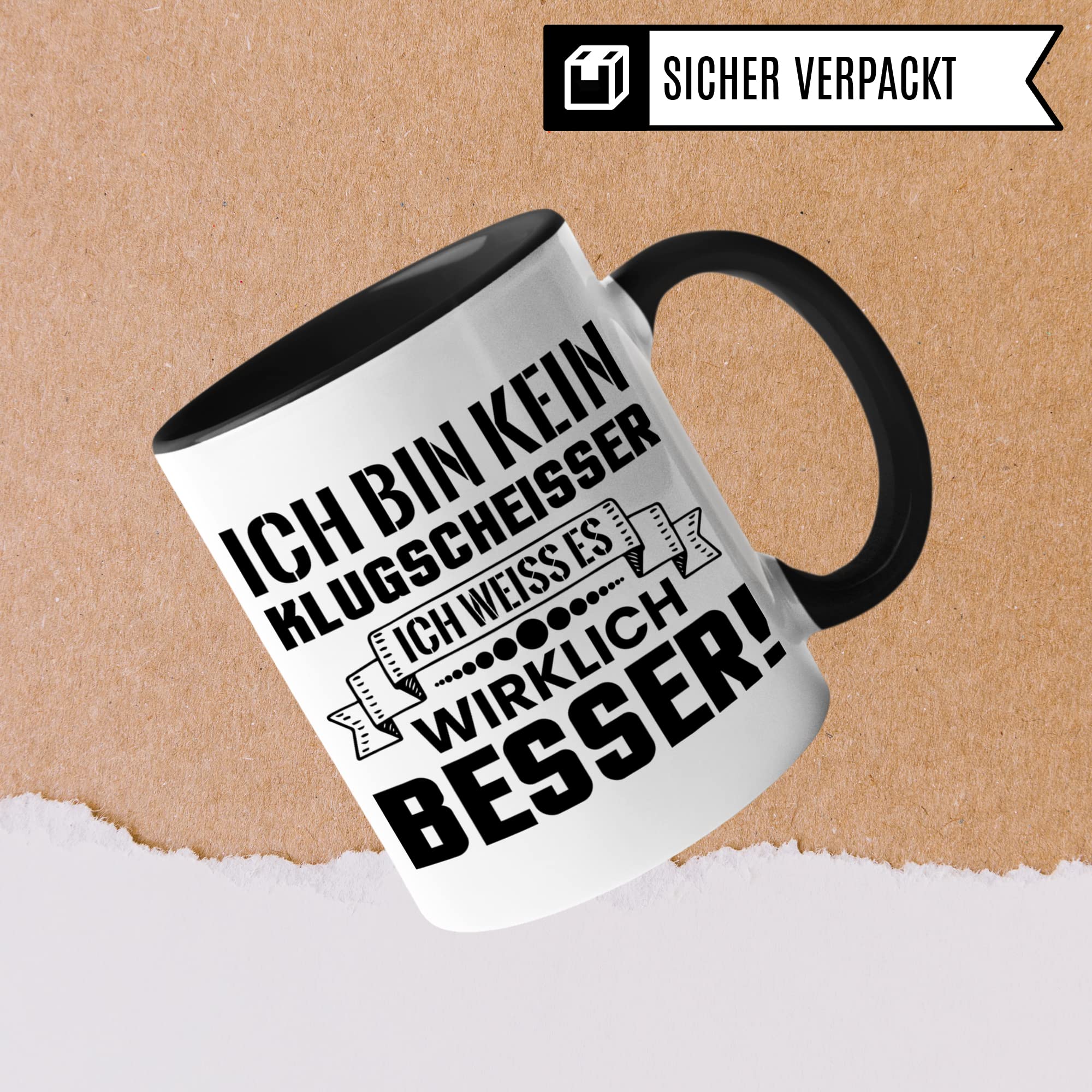 Klugscheisser Tasse, Kaffeetasse Geschenk für Besserwisser, Kaffeebecher mit Spruch lustig, Arbeit Büro Geschenk Kaffeetasse Humor Witz Geschenk für Kollege, Kollegin Teetasse