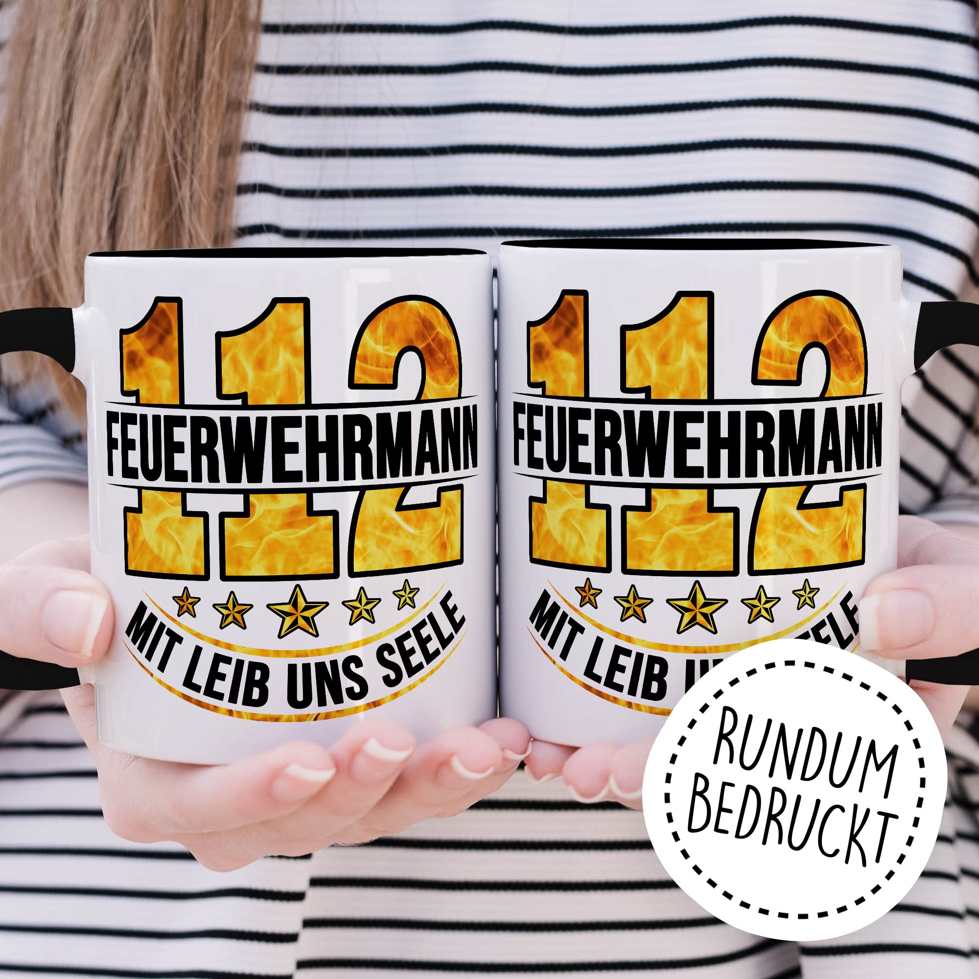 Feuerwehrmann Tasse 112 Geschenkidee Kaffeetasse mit Spruch Geschenk für Freiwillig Feuerwehr Kaffeebecher Feuerwehrauto Becher