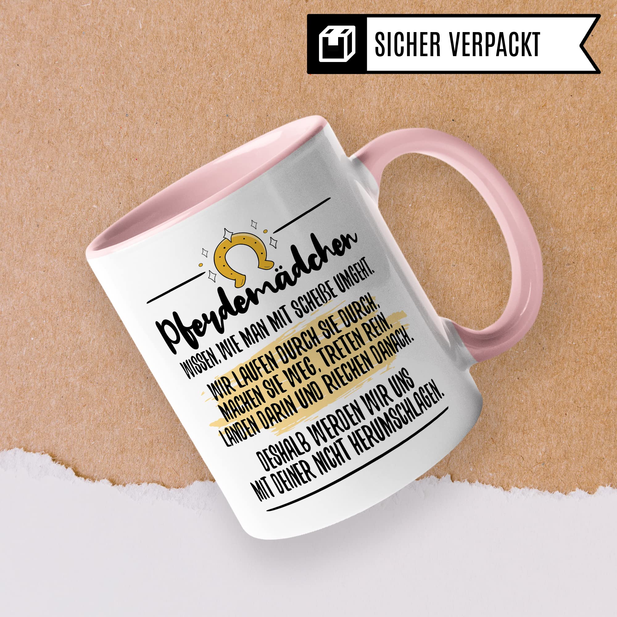 Tasse Pferdemädchen Pferd Pferde Kaffeetasse Reiterin Kaffee-Becher Reiten Teetasse Stallmädchen Pferdeliebhaber Geschenk Geschenkidee Stall Reiter Scheiße umgehen herumschlagen