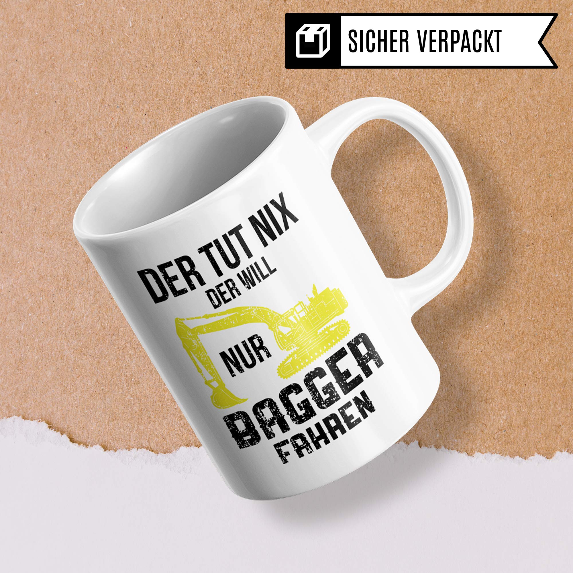 Pagma Druck Tasse Bagger Männer, Baggerfahrer Geschenk, Geschenkidee für Baumaschinenführer & Bagger Fahrer Becher, Kaffeetasse Baumaschinen Baggerführer Baustelle