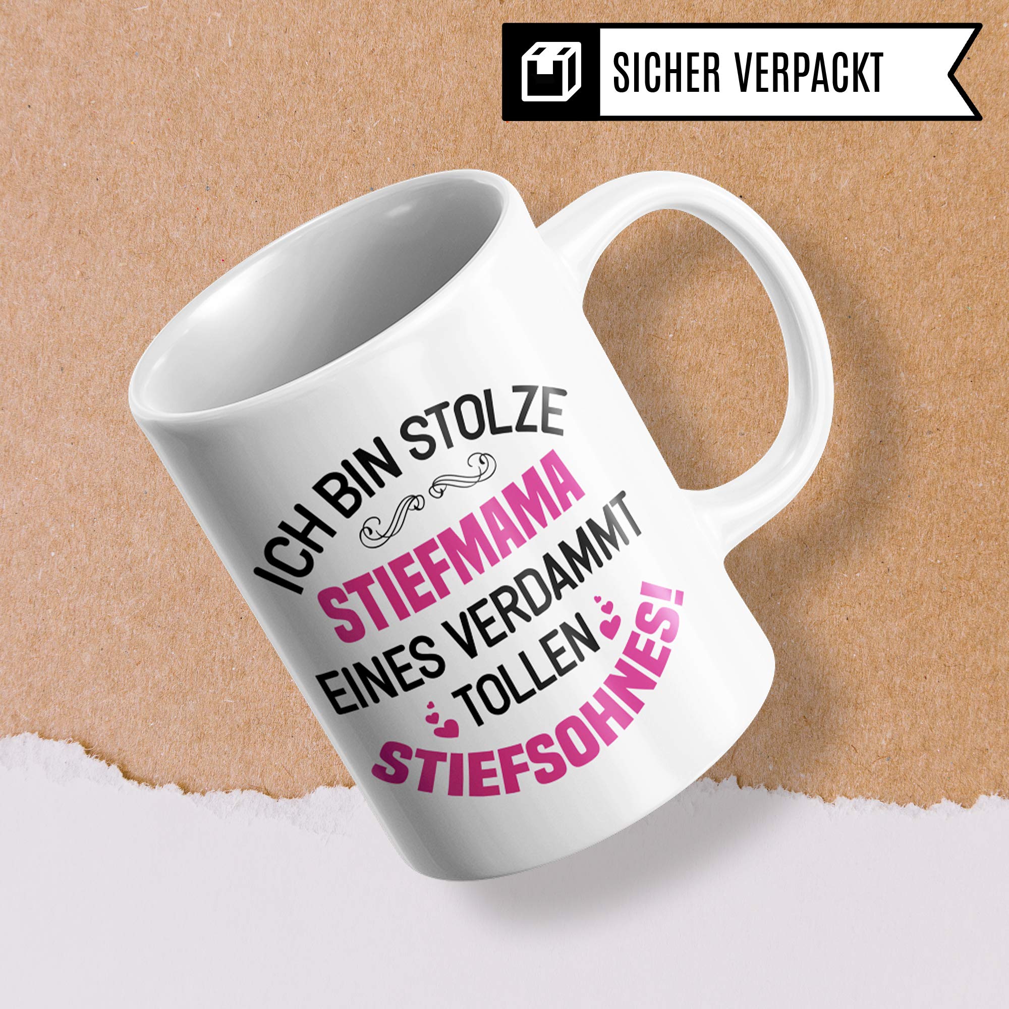 Pagma Druck Tasse Stiefmutter Stiefsohn, Bonus Mama Kaffeetasse Geschenk Spruch, Bonusmama Stief Mutter Sohn Geschenkidee Kaffeebecher (Weiß/Weiß)