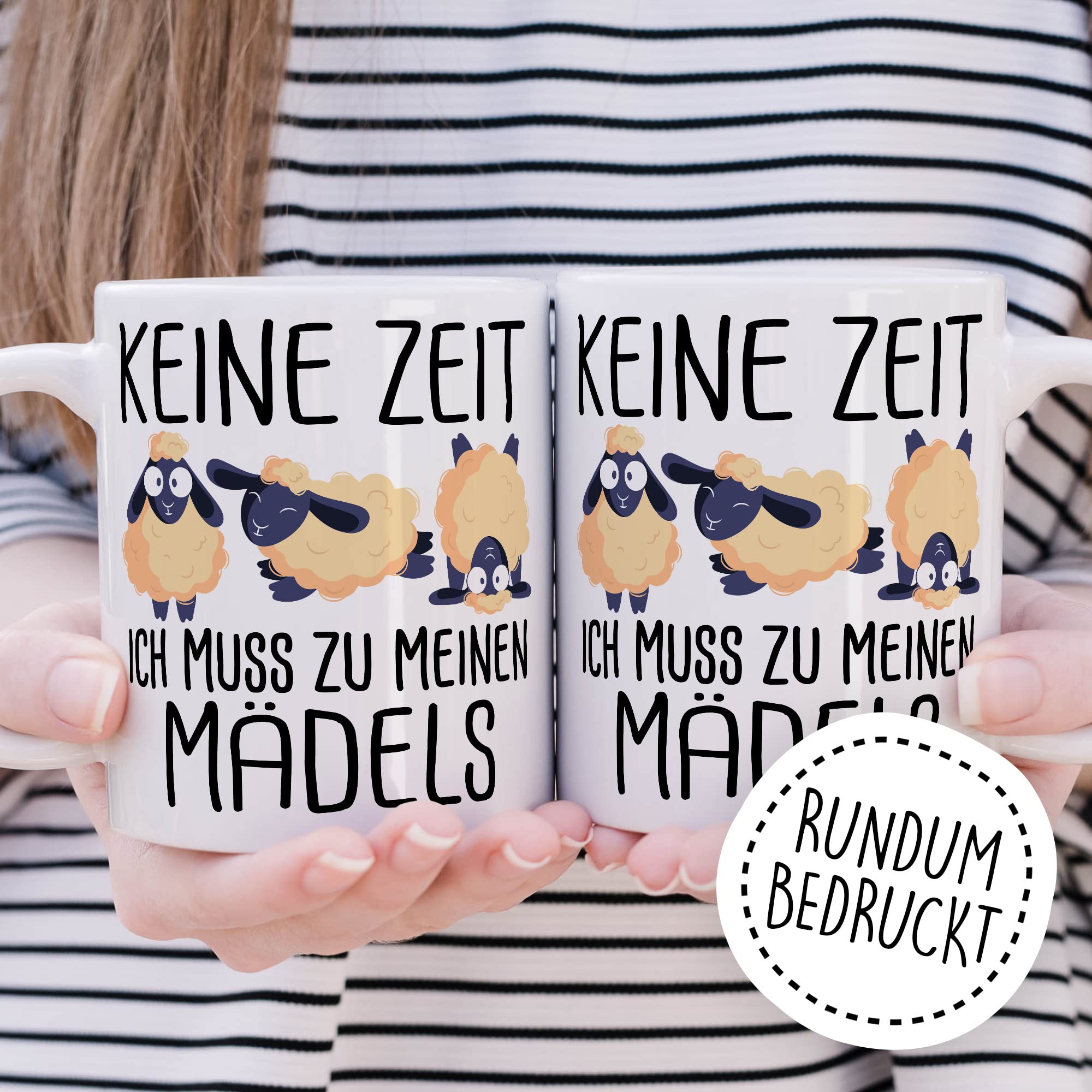 Mädels Tasse Schaf lustige Schafe Kaffeetasse Geschenk Kaffee-Becher Schäfchen süß Geschenkidee Mädchen Kollegin Humor Tante Freundin Wolle Cartoon Schaf Aufdruck witzig Bäuerin Bauernfrau