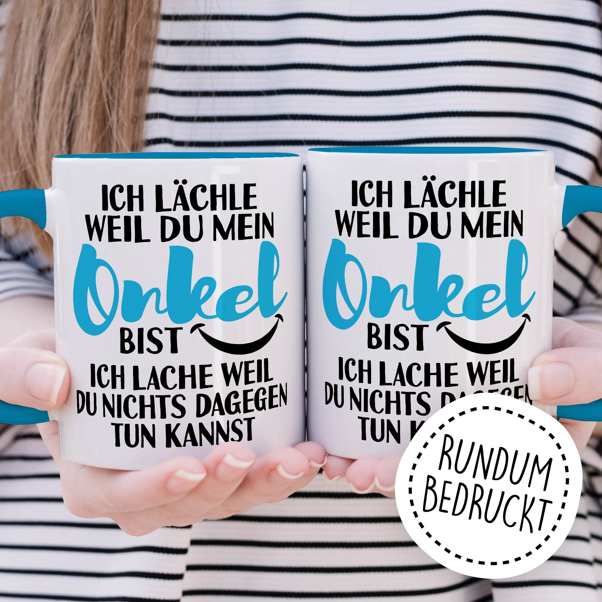 Onkel Tasse Geschenk, Ich lächle weil du mein Onkel bist - Ich lache weil du nichts dagegen tun kannst Geschenkidee Onkel Kaffee-Becher Kaffeetasse Tasse mit Spruch lustig Neffe Familie