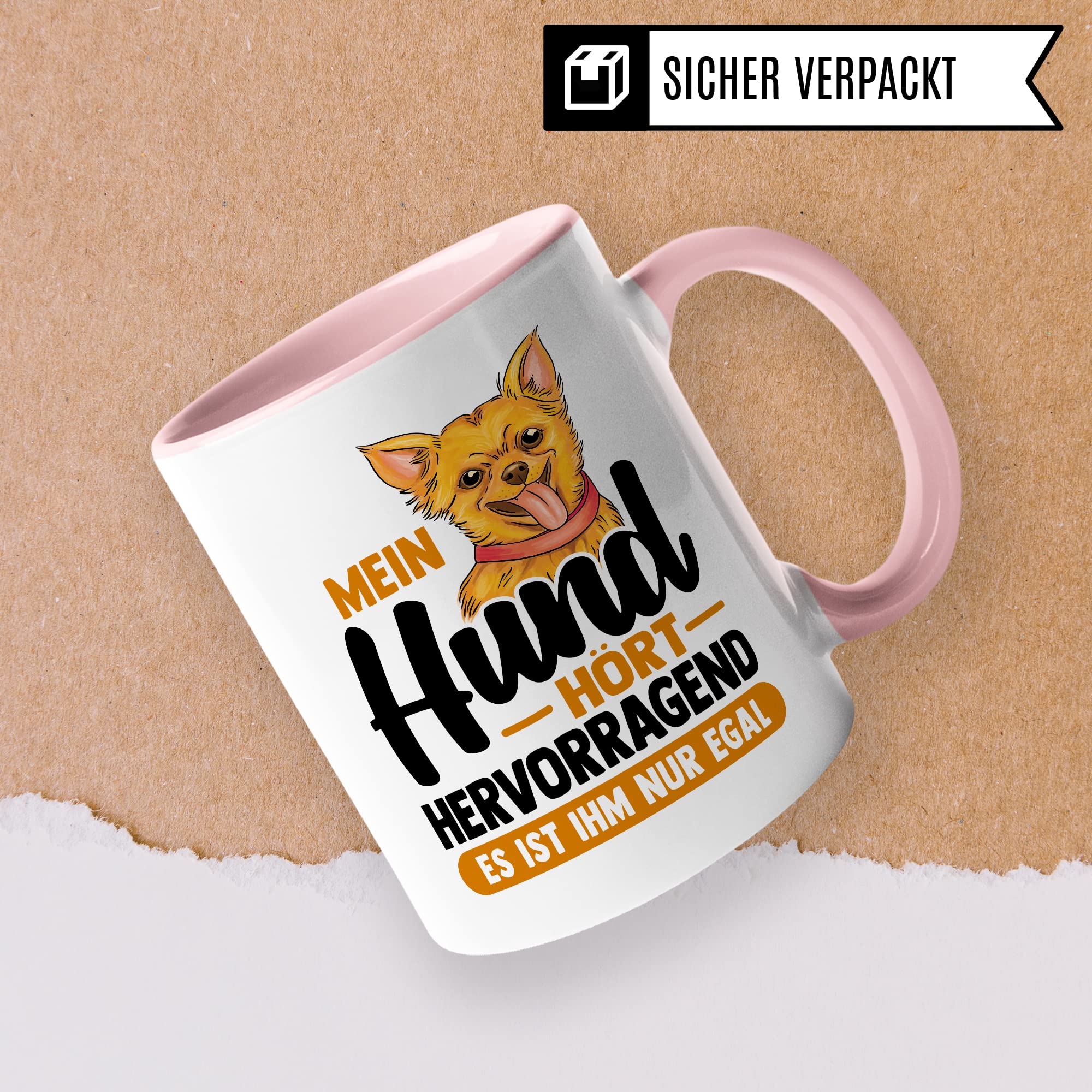 Tasse Hund Geschenk, Mein Hund hört hervorragend es ist ihm nur egal Geschenkidee Hundehalter Kaffee-Becher Kaffeetasse mit Spruch lustig Hundebesitzer Teetasse Herrchen