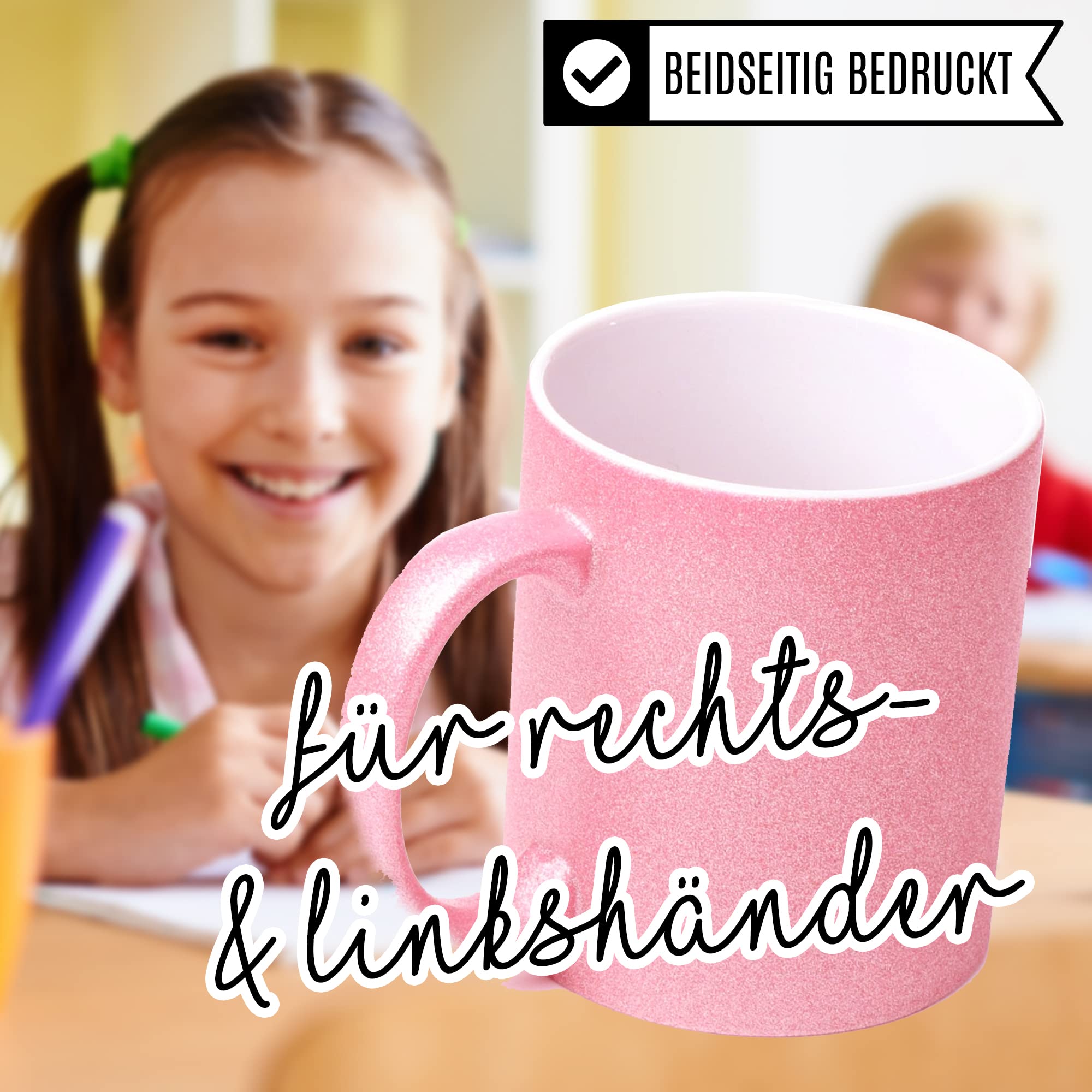 Tasse Mittelschule 5. Klasse Glitzer Geschenk Schulwechsel Grundschule Mittelschule Übergang Geschenk Geschenkidee Übertritt Hauptschule Schule Mittelschülerin Mädchen Kakao-Becher Glitzertasse