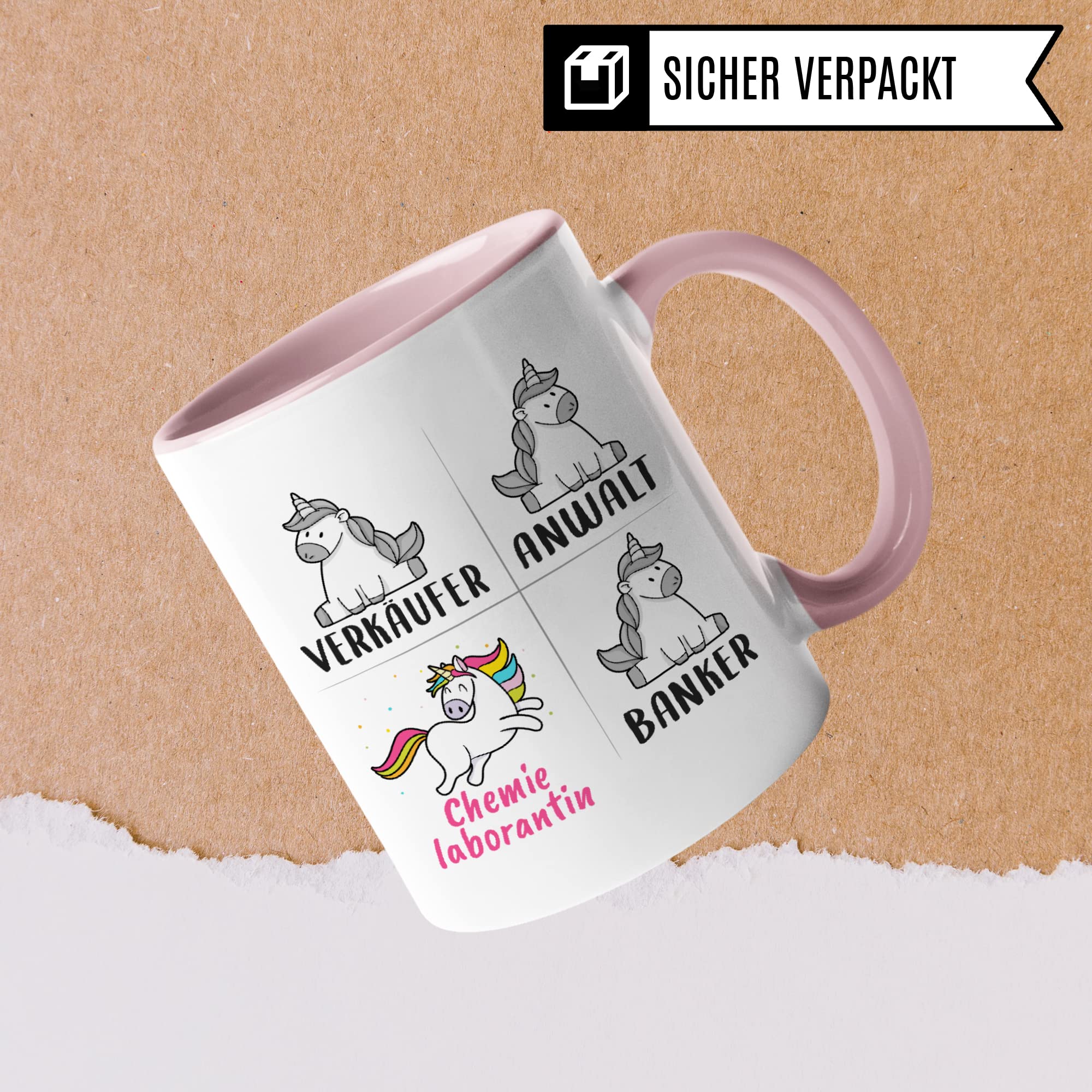 Tasse Chemielaborantin lustig, Chemielaborantin Geschenk, Spruch Chemie Laborantin Kaffeebecher Geschenkidee, Kaffeetasse Beruf Labor Chemikerin Einhorn Frauen Teetasse Becher