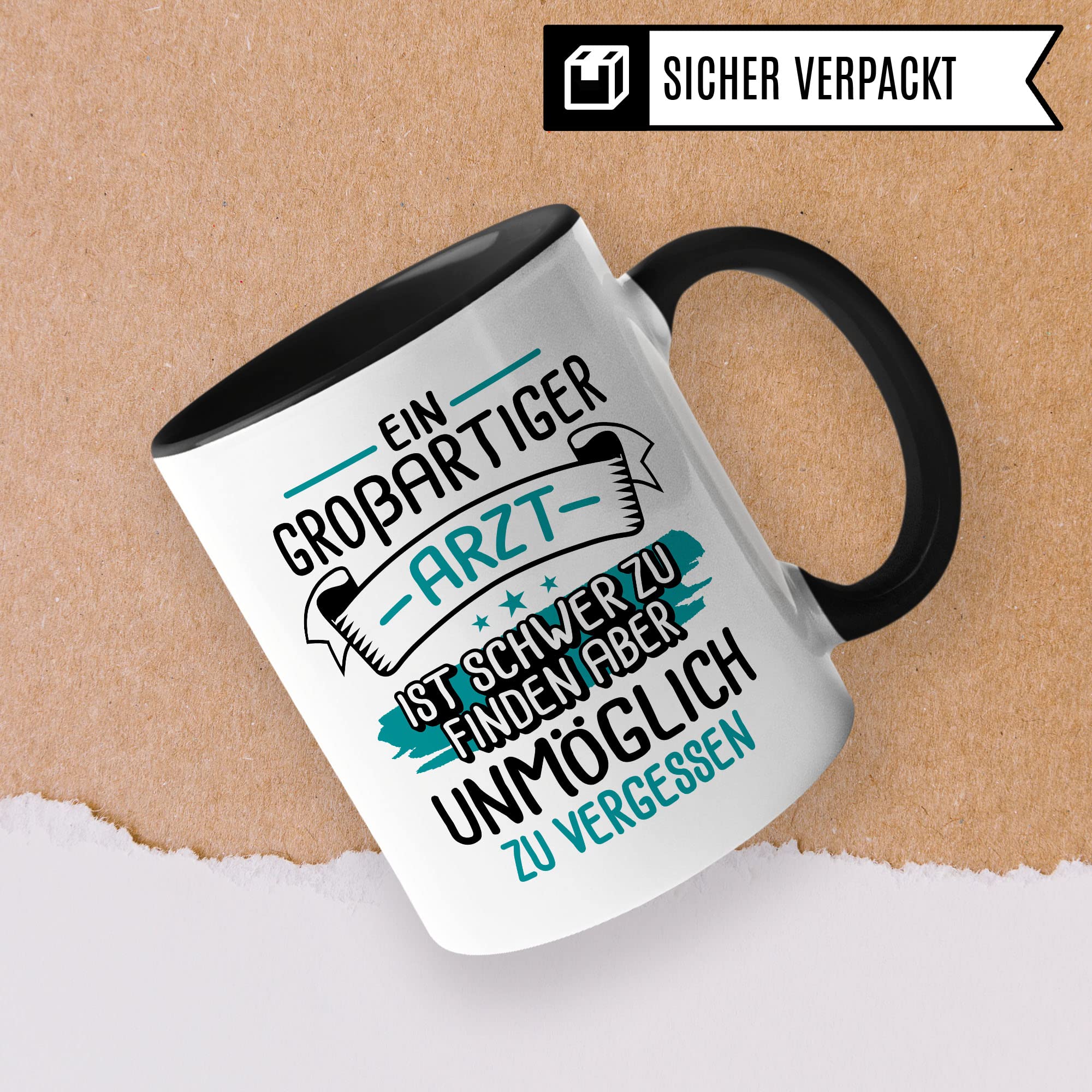 Arzt Tasse, Ein großartiger Arzt ist schwer zu finden aber unmöglich zu vergessen, Arzt Danke Geschenk, Dankeschön Tasse schöner Spruch Kaffeetasse Berufe Tasse