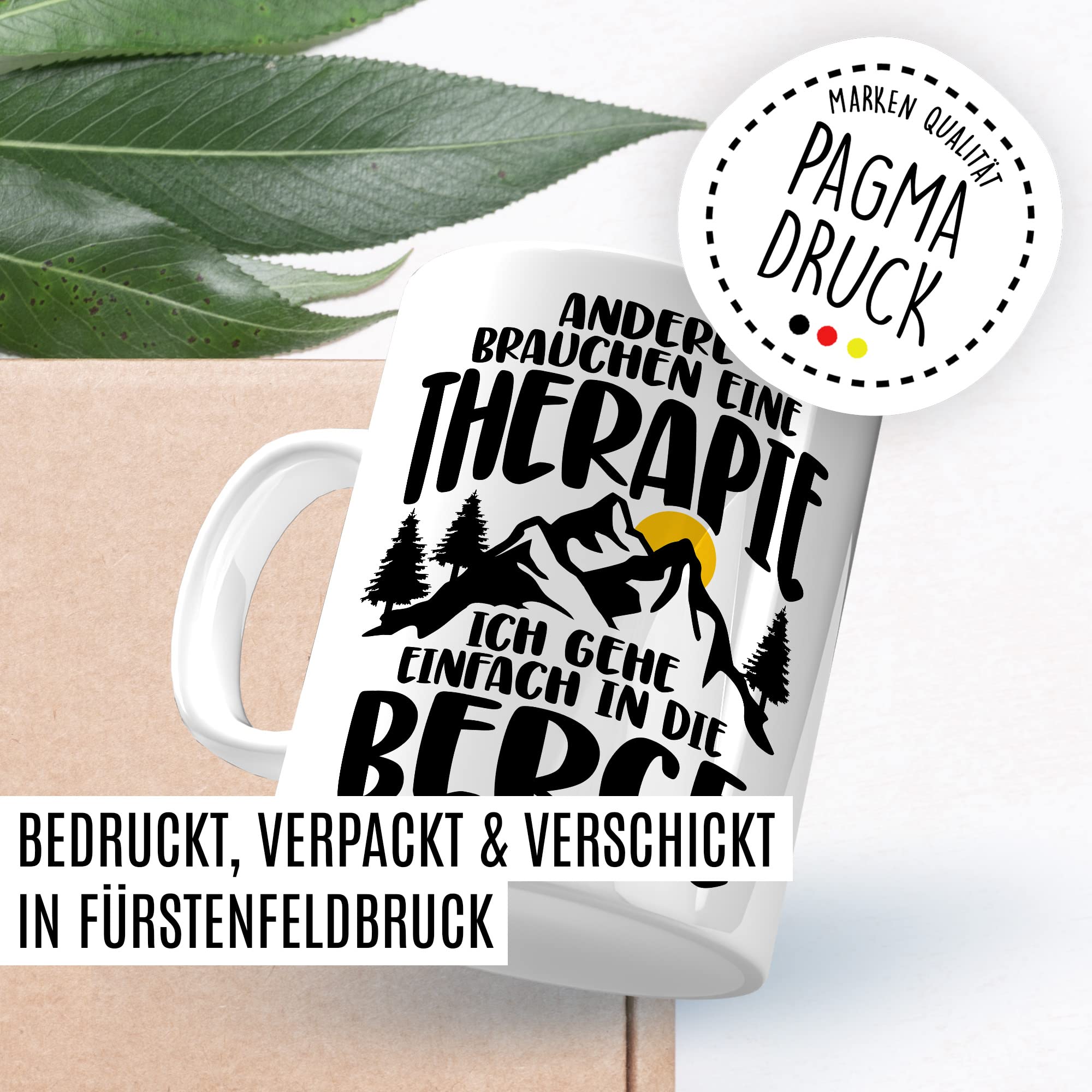 Tasse Berge Geschenk Andere brauchen eine Therapie Ich geh einfach in die Berge Geschenkidee für alle Bergsteiger Kaffeetasse mit Spruch lustig Kaffee-Becher Witztasse Teetasse Alpen