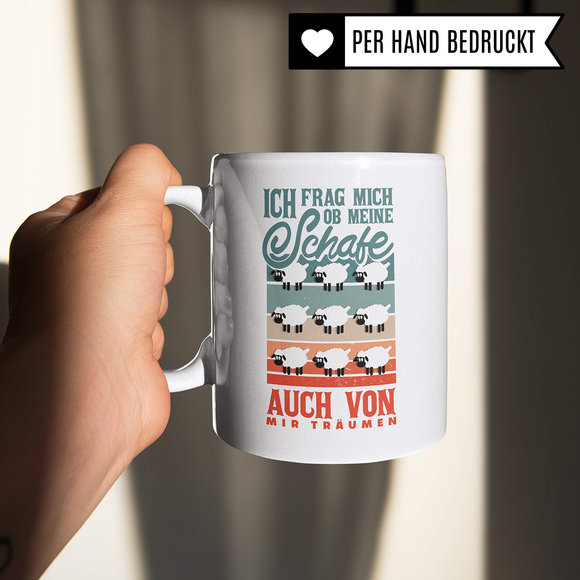 Pagma Druck Schaf Tasse - Geschenk Becher für Schäfer & Schafzüchter - Kaffeetasse Schafzucht Schäferei - Geschenkidee Schäfchen Kaffeebecher