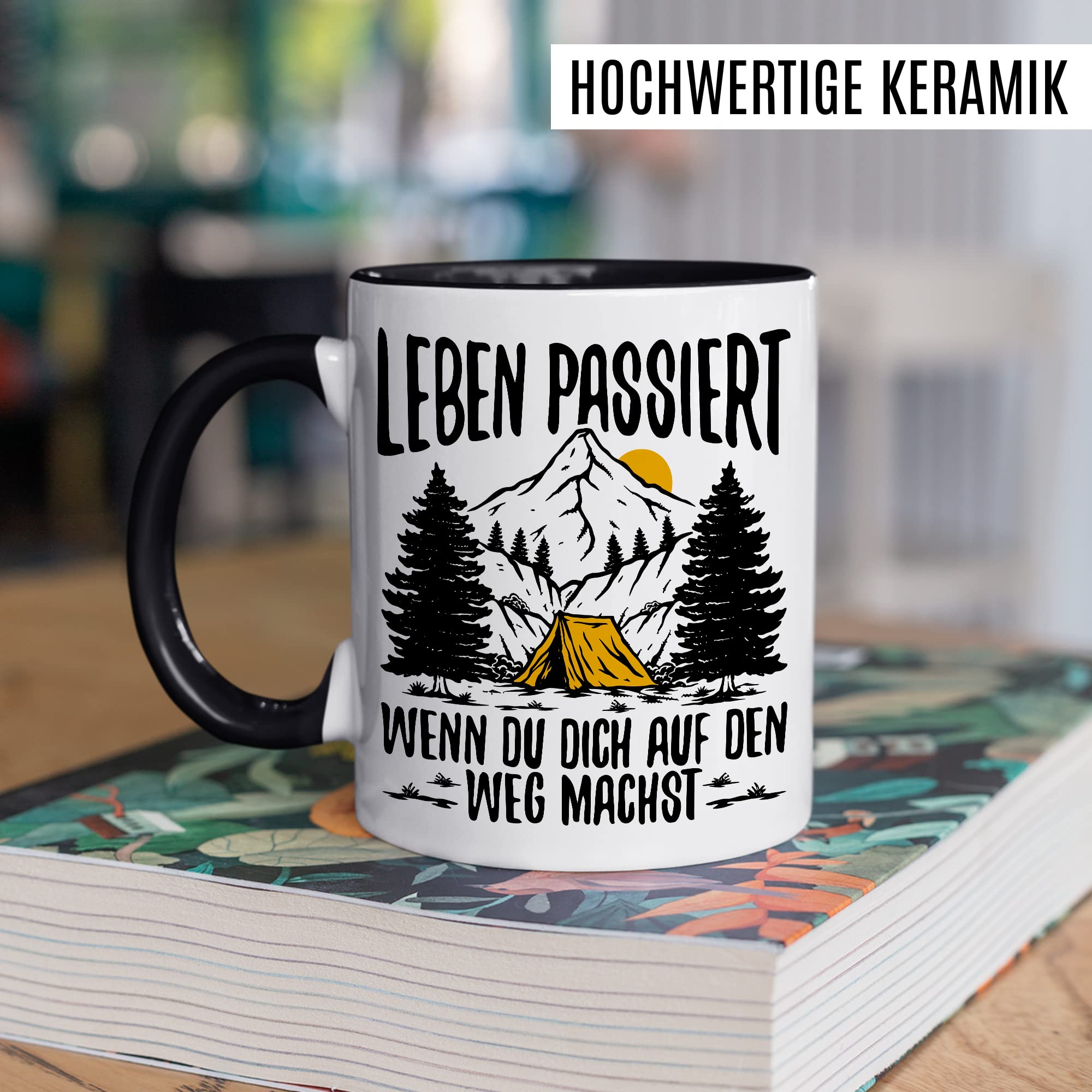 Reisen Tasse Wohnmobil Becher Roadtrip Kaffeetasse Camping Geschenk Urlaub Camper Kaffee-Becher Geschenkidee Outdoorfans Bagpacking Zelt Zelten Abenteuer Outdoor Spruch Weltreise