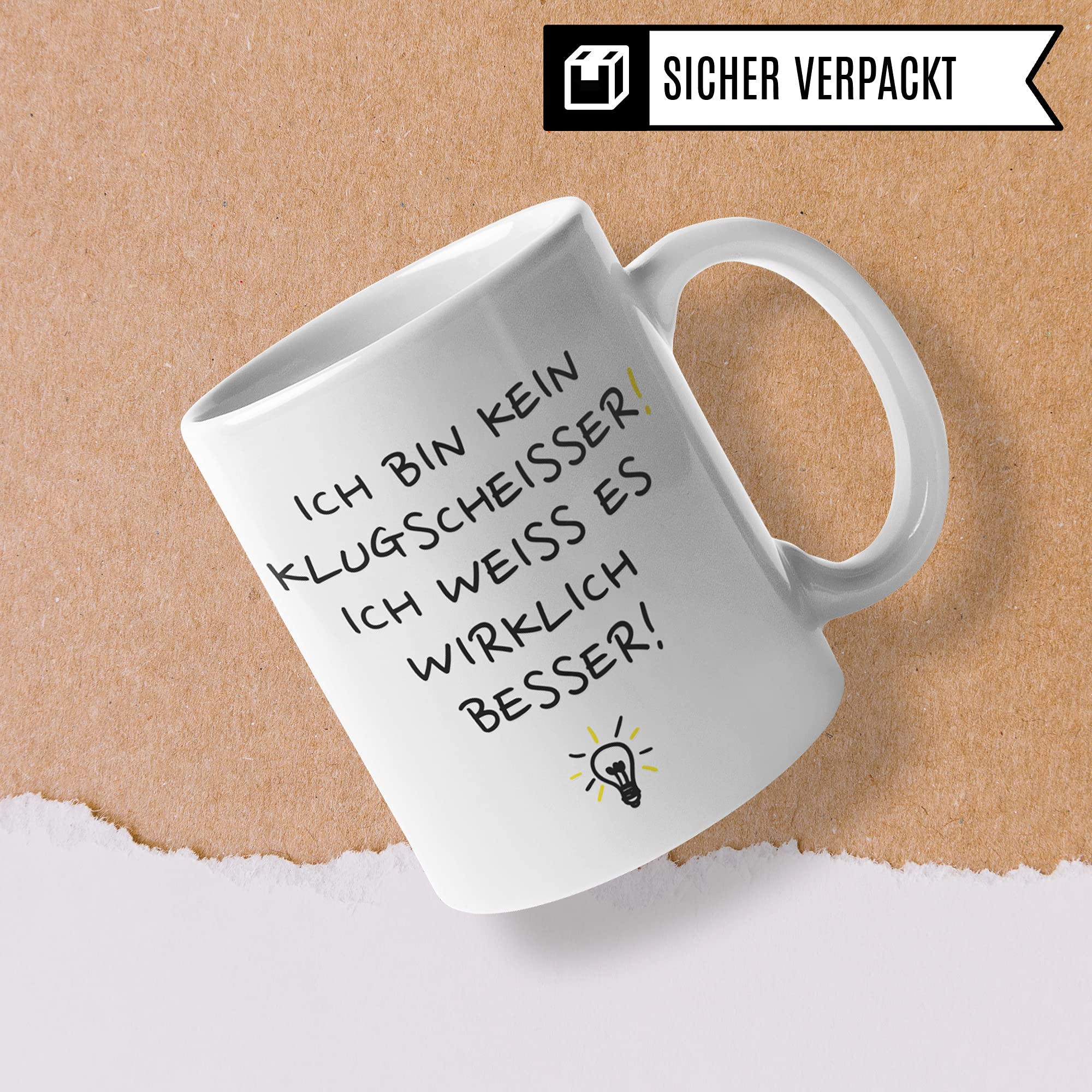 Tasse Spruch Arbeit lustig, Ich bin kein Klugscheißer Ich weiß es wirklich besser, Büro Kollege Kollegin Chef lustiger Becher witzig Kaffeetasse