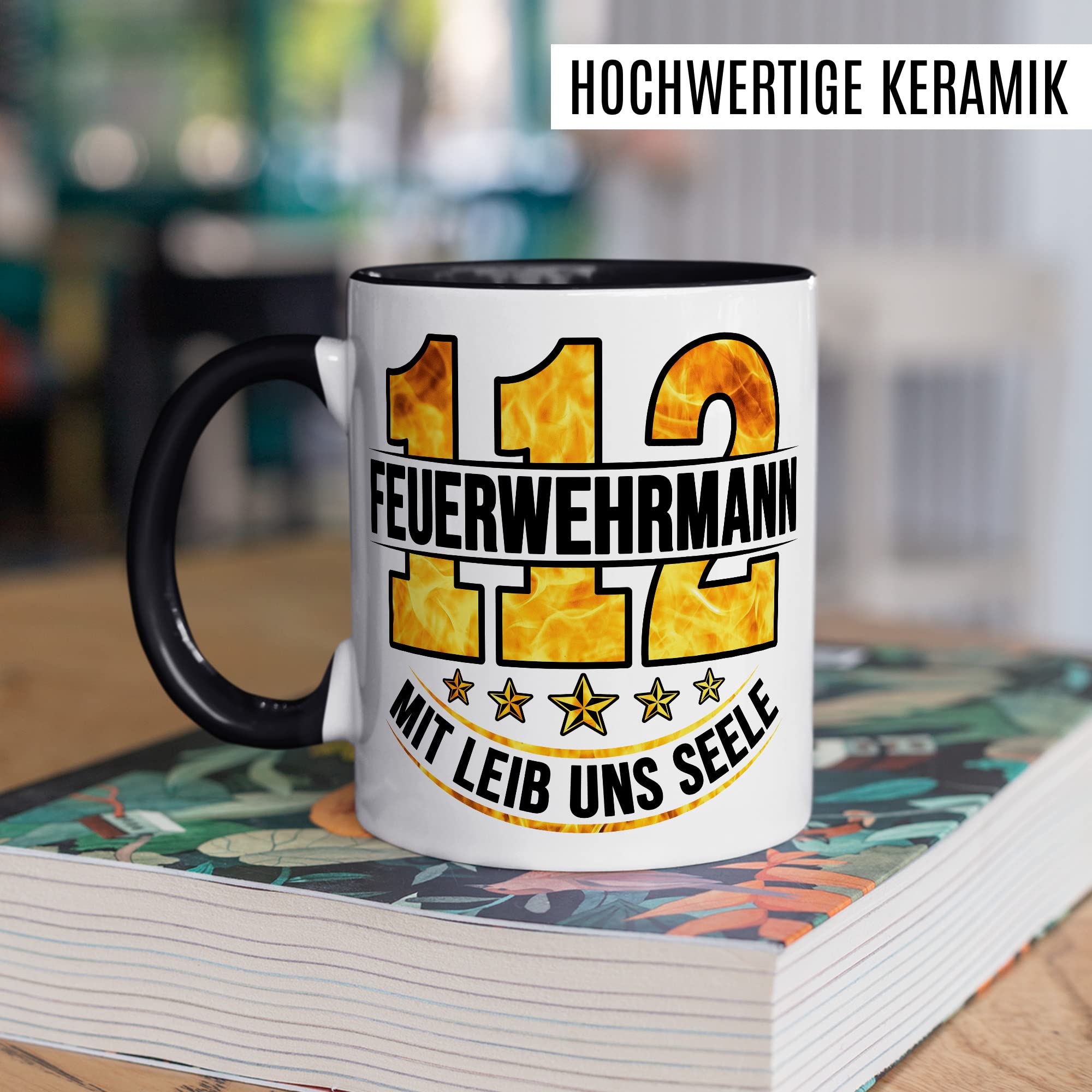 Feuerwehrmann Tasse 112 Geschenkidee Kaffeetasse mit Spruch Geschenk für Freiwillig Feuerwehr Kaffeebecher Feuerwehrauto Becher