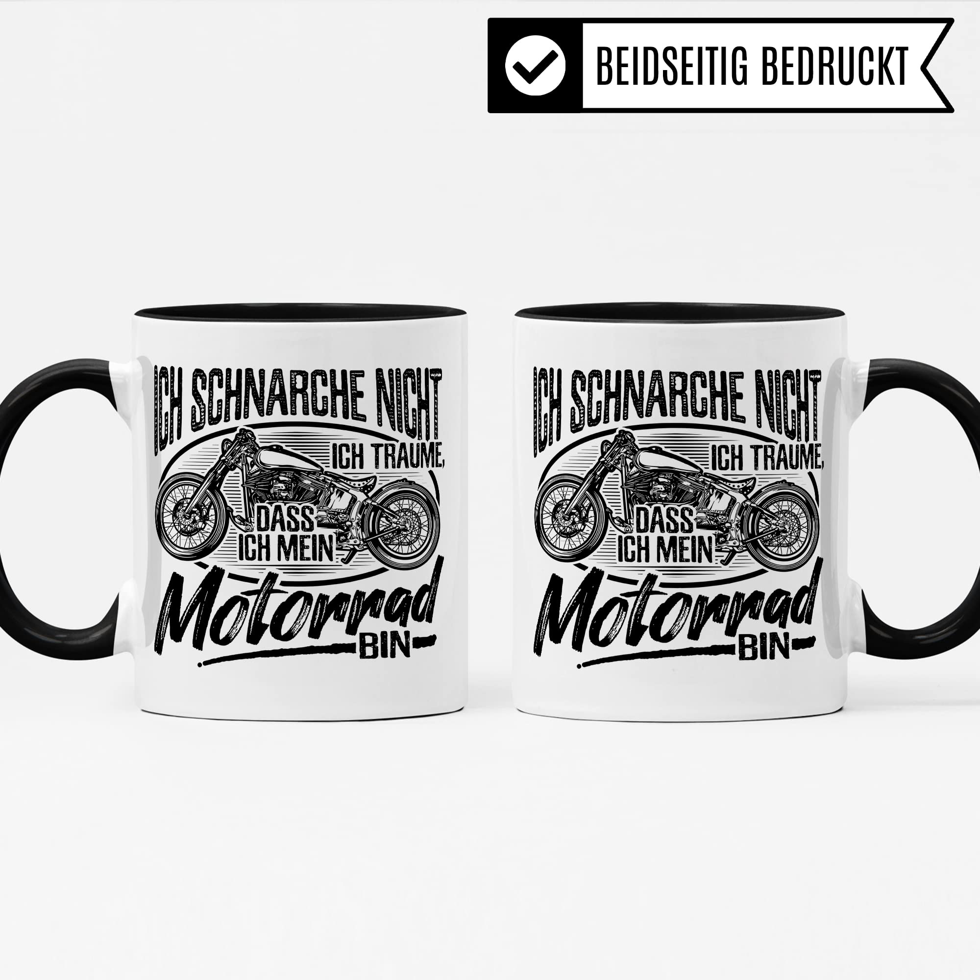 Motorrad Tasse mit Spruch, Ich schnarche nicht - Ich träume, dass Ich mein Motorrad bin, Biker Geschenk lustig Geschenkidee Kaffeetasse Motorradfahrer Motorradfahrerin Kaffee-Becher