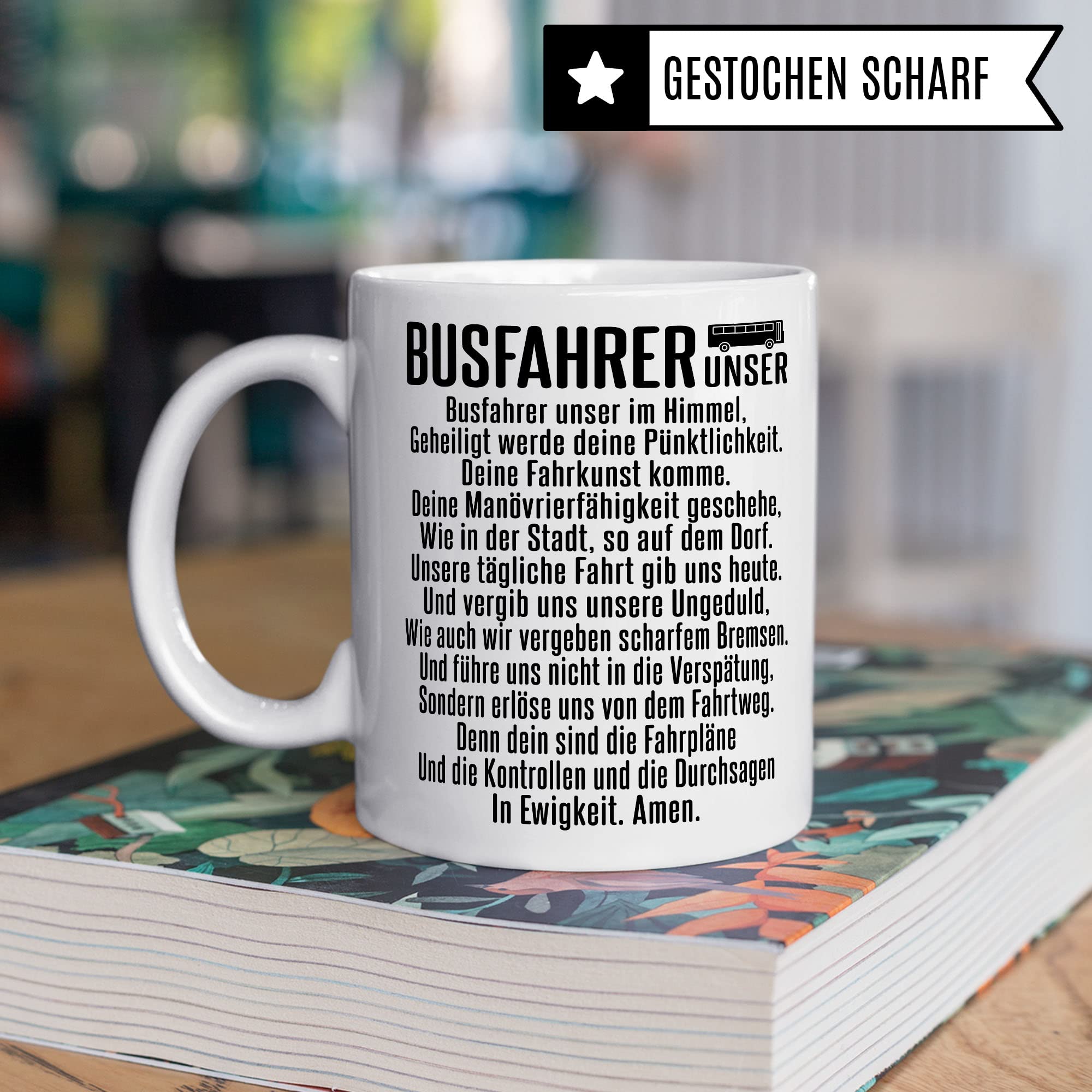 Busfahrer Tasse, Kollegen Geschenk, Kaffeetasse Humor Witz Geschenk für Bus Fahrer, Buschauffeur Becher, Autobusfahrer Geschenkidee, Kaffeebecher für Männer, VaterUnser